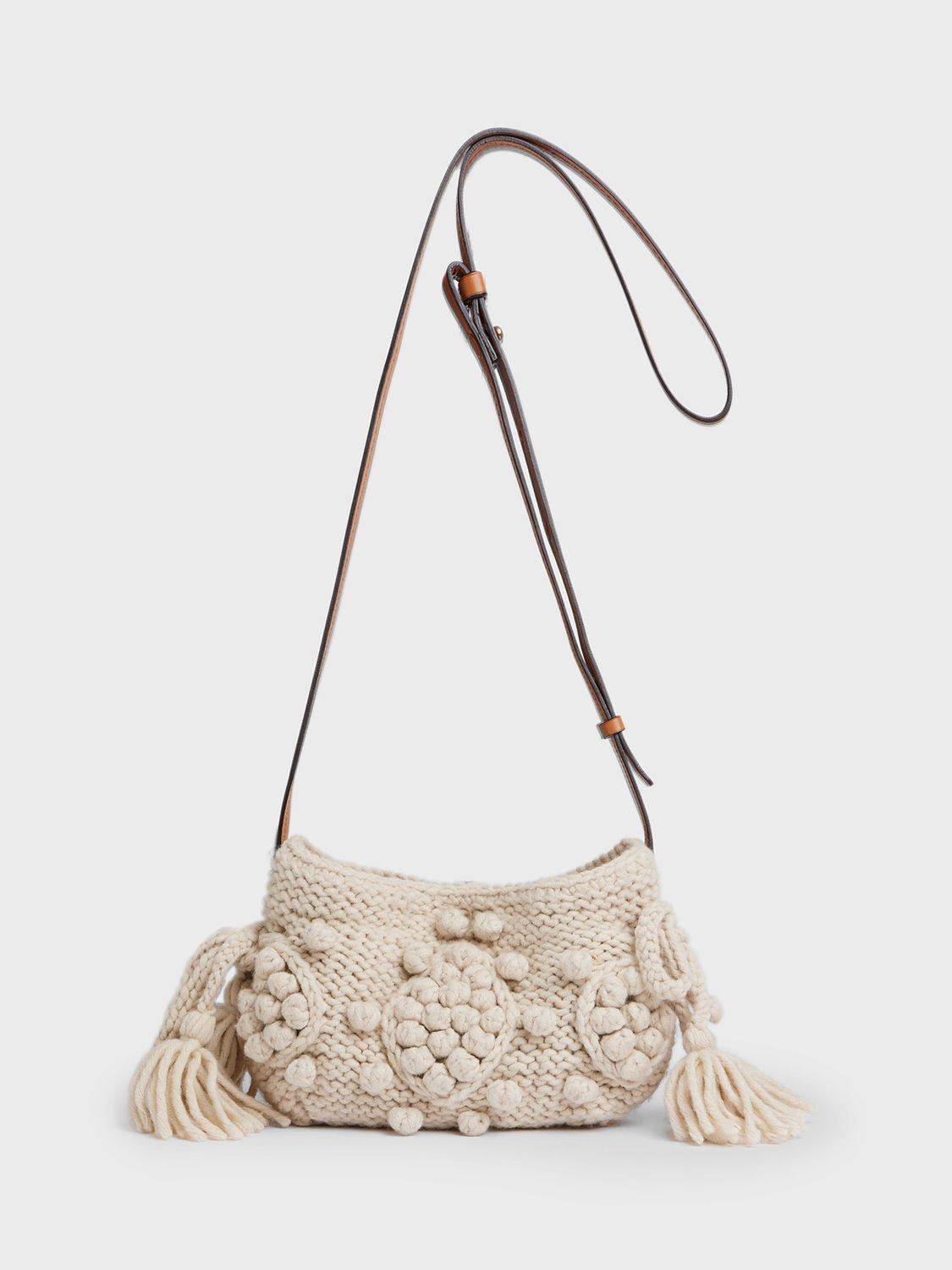 Product image 1 of 2, which shows Gerard Darel Wool Blend Knitted Bag, Neutral