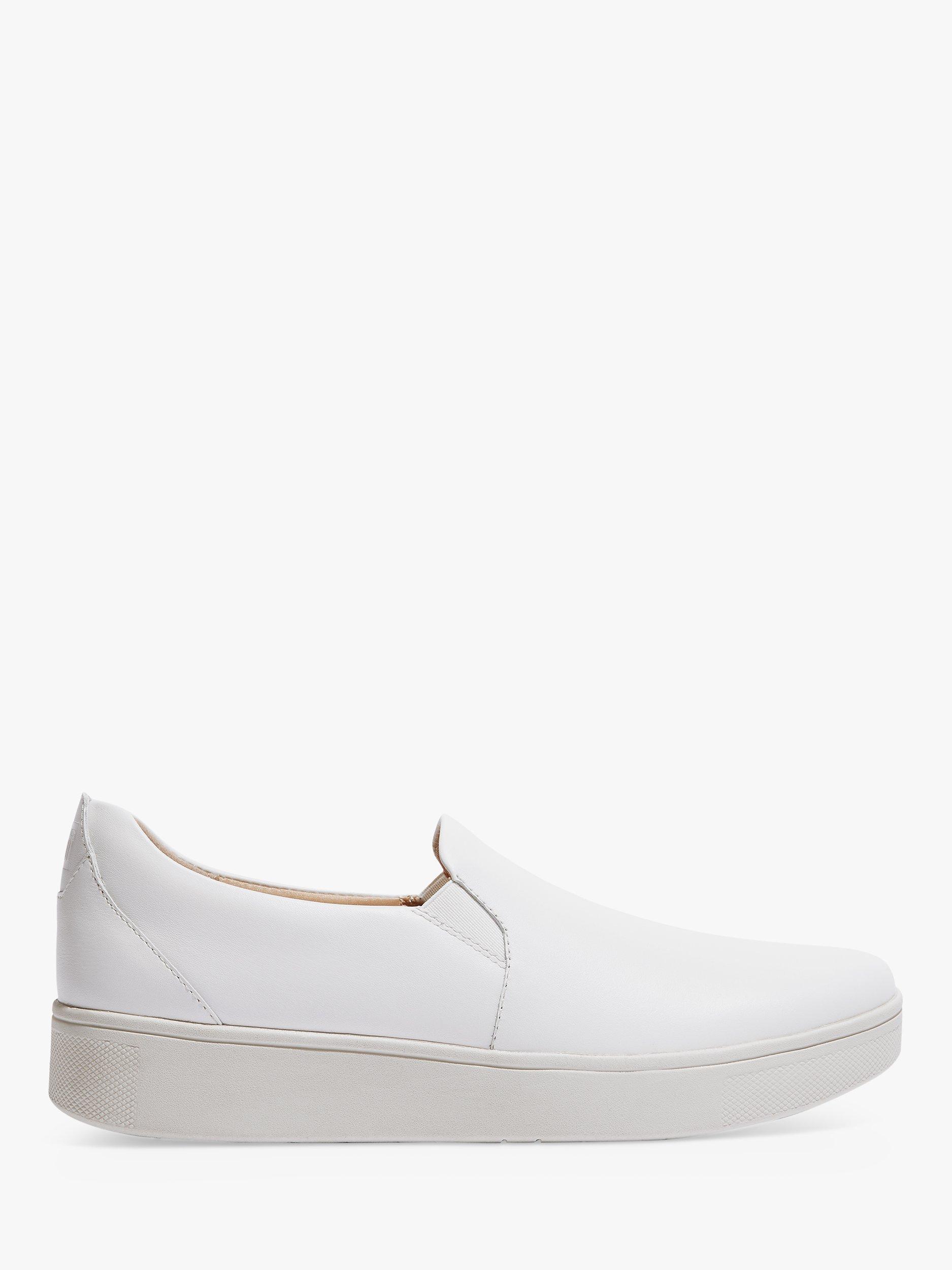 FitFlop Rally Leather Slip On Skate Trainers, Urban White