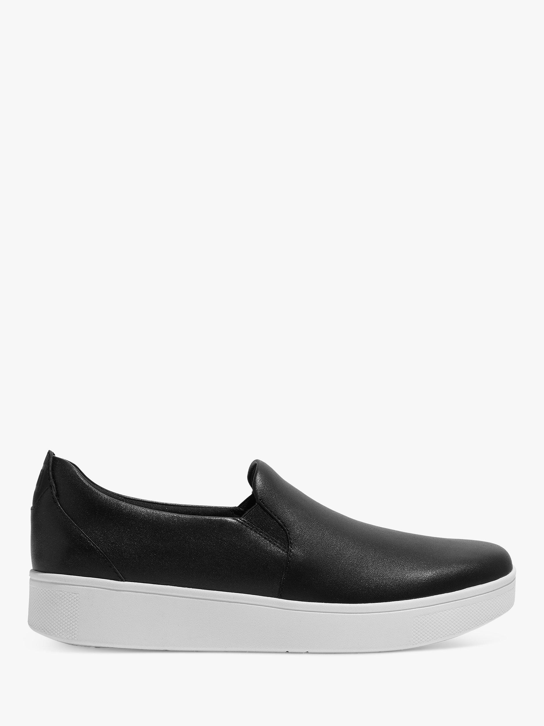 FitFlop Rally Leather Slip On Skate Trainers, Black