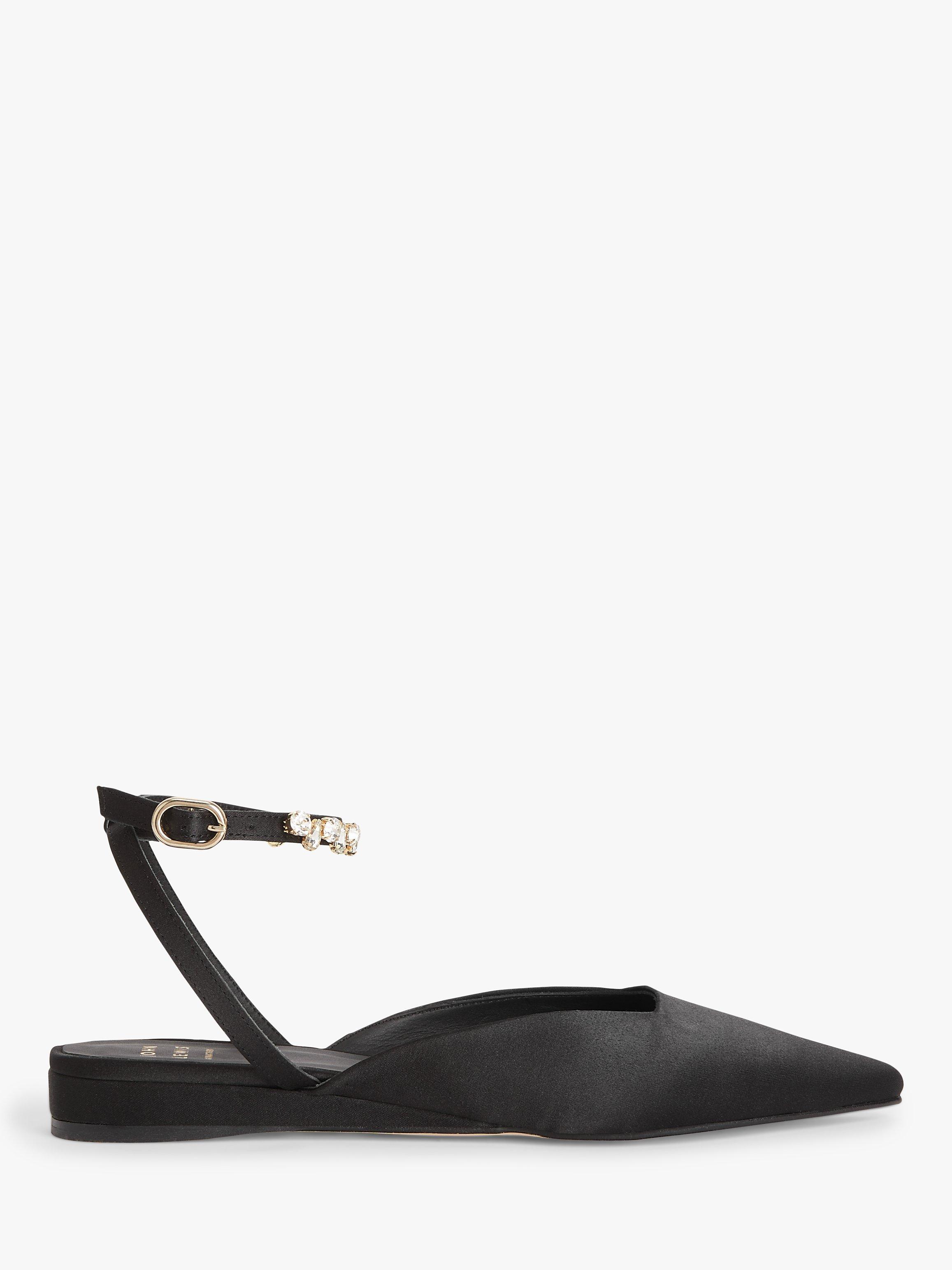 John Lewis Bentley Satin Ballerina Pumps Shoes, Black