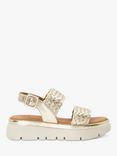 Dune Lorris Leather Woven Flatform Sandals, Gold