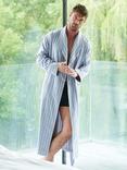 British Boxers Westwood Stripe Brushed Cotton Dressing Gown, Pebble Grey