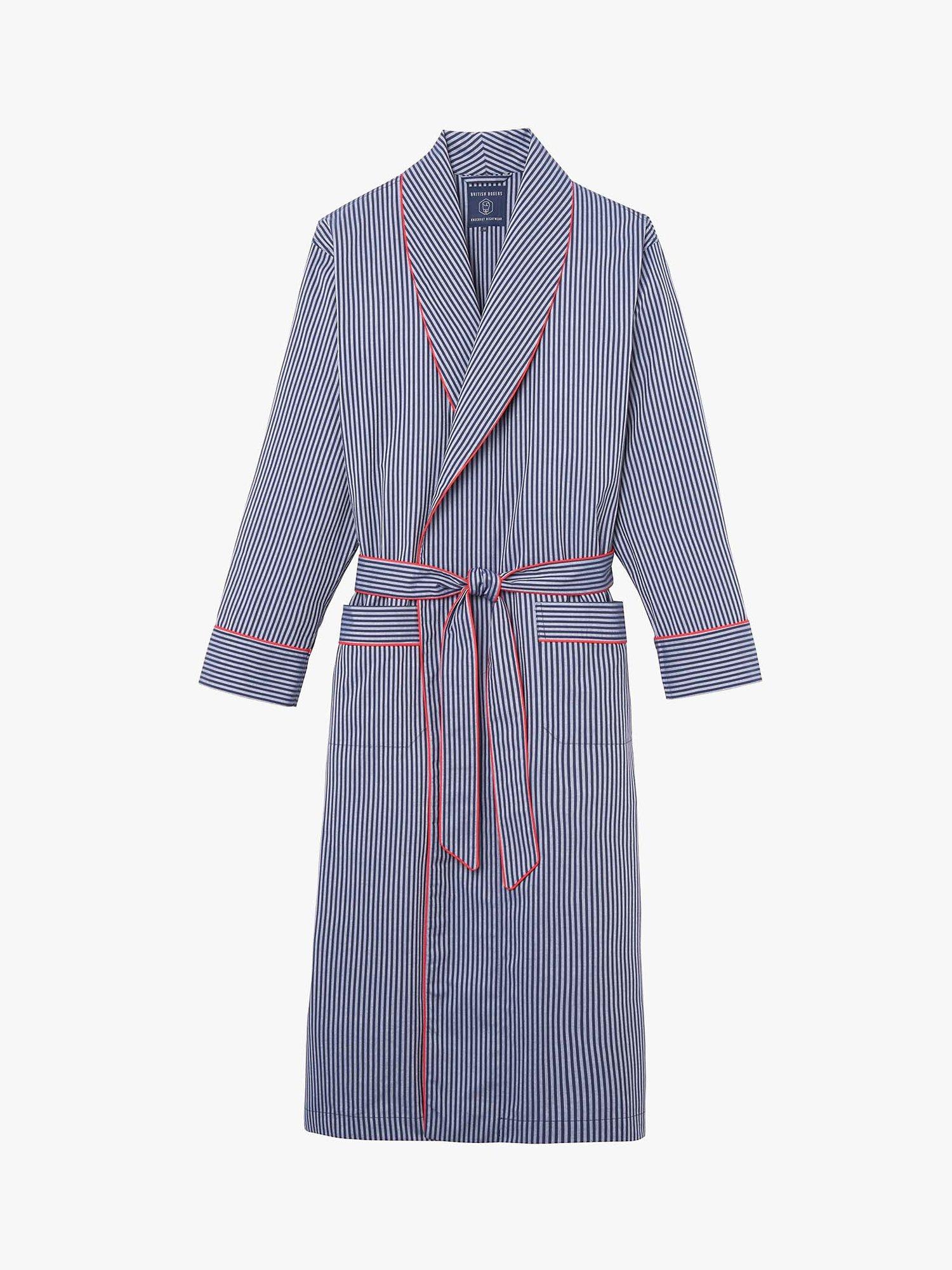 Product image 2 of 3, which shows British Boxers Stripe Crisp Cotton Dressing Gown, Winchester, S
