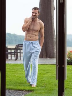 British Boxers Stripe Brushed Cotton Pyjama Trousers, Westwood Blue