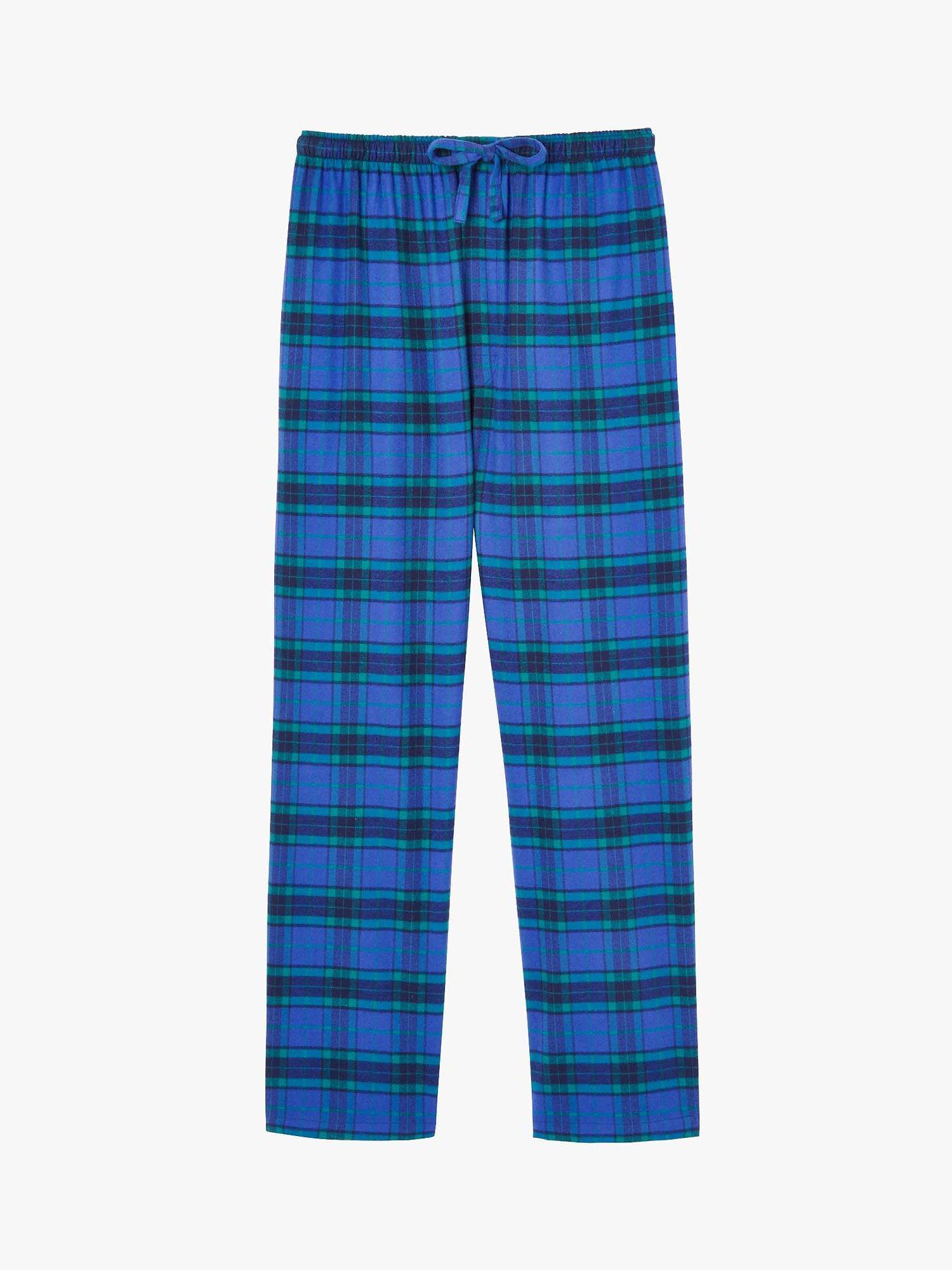 Product image 2 of 3, which shows British Boxers Tartan Brushed Cotton Pyjama Trousers, Midnight, S