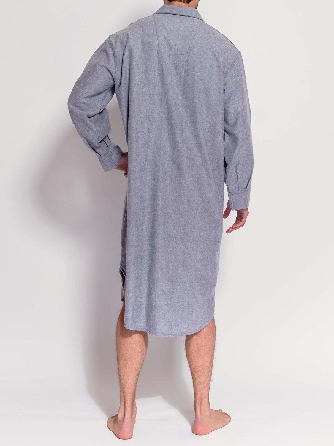 Product image 2 of 5, which shows British Boxers Herringbone Brushed Cotton Nightshirt, Ash Grey, S