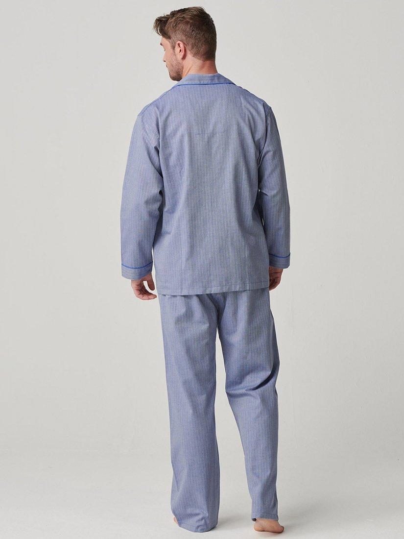 Product image 3 of 4, which shows British Boxers Herringbone Cotton Twill Pyjama Set, Garrison Blue, S