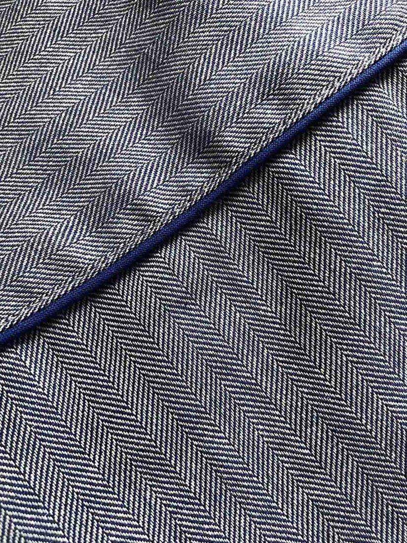 Product image 4 of 4, which shows British Boxers Herringbone Cotton Twill Pyjama Set, Garrison Blue, S