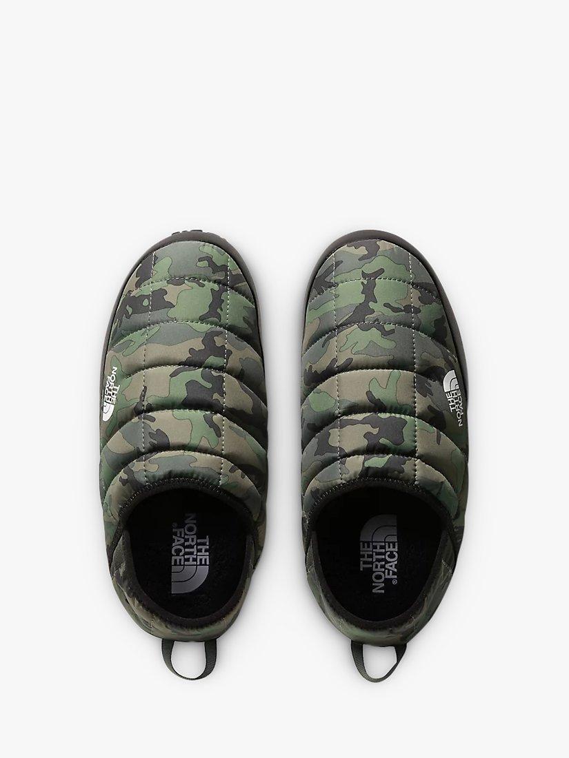 Product image 4 of 10, which shows The North Face Thermoball Traction V Men's Mules, Thyme Brushwood Camo Print/Thyme, 8