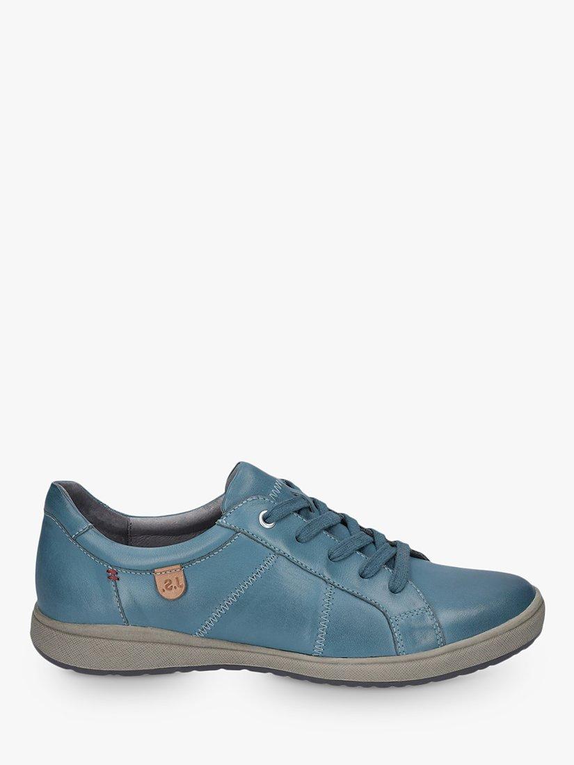 Josef Seibel Caren 42 Leather Lace Up Trainers, Azure, 5