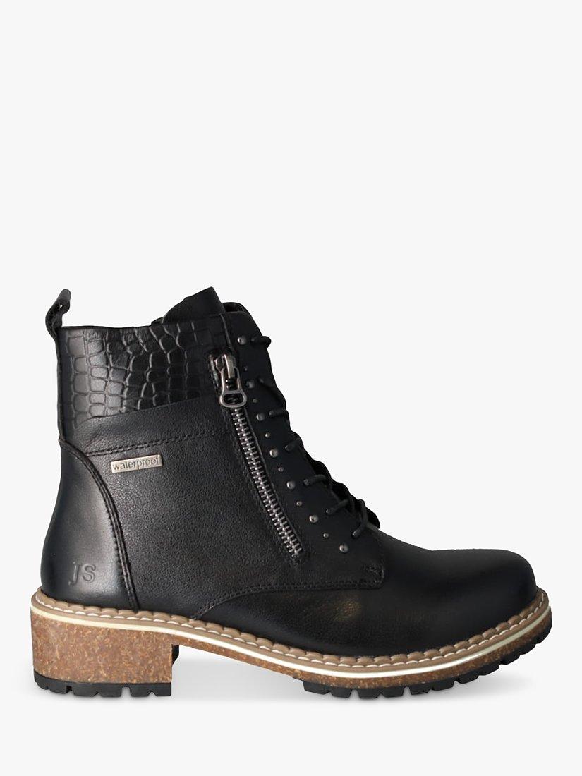 Product image 1 of 3, which shows Josef Seibel Waylynn 02 Leather Block Heel Waterproof Boots, Black, 3