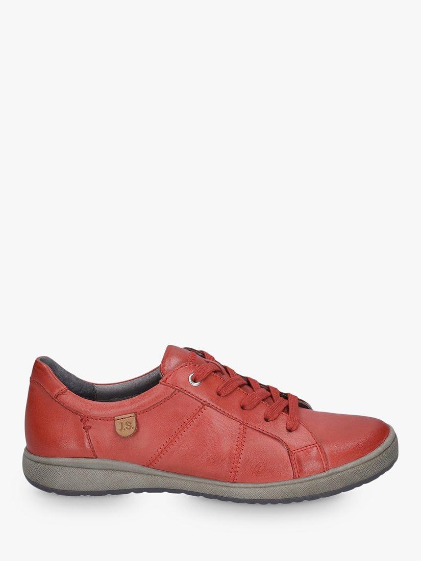 Josef Seibel Caren 42 Leather Lace Up Trainers, Red, 5