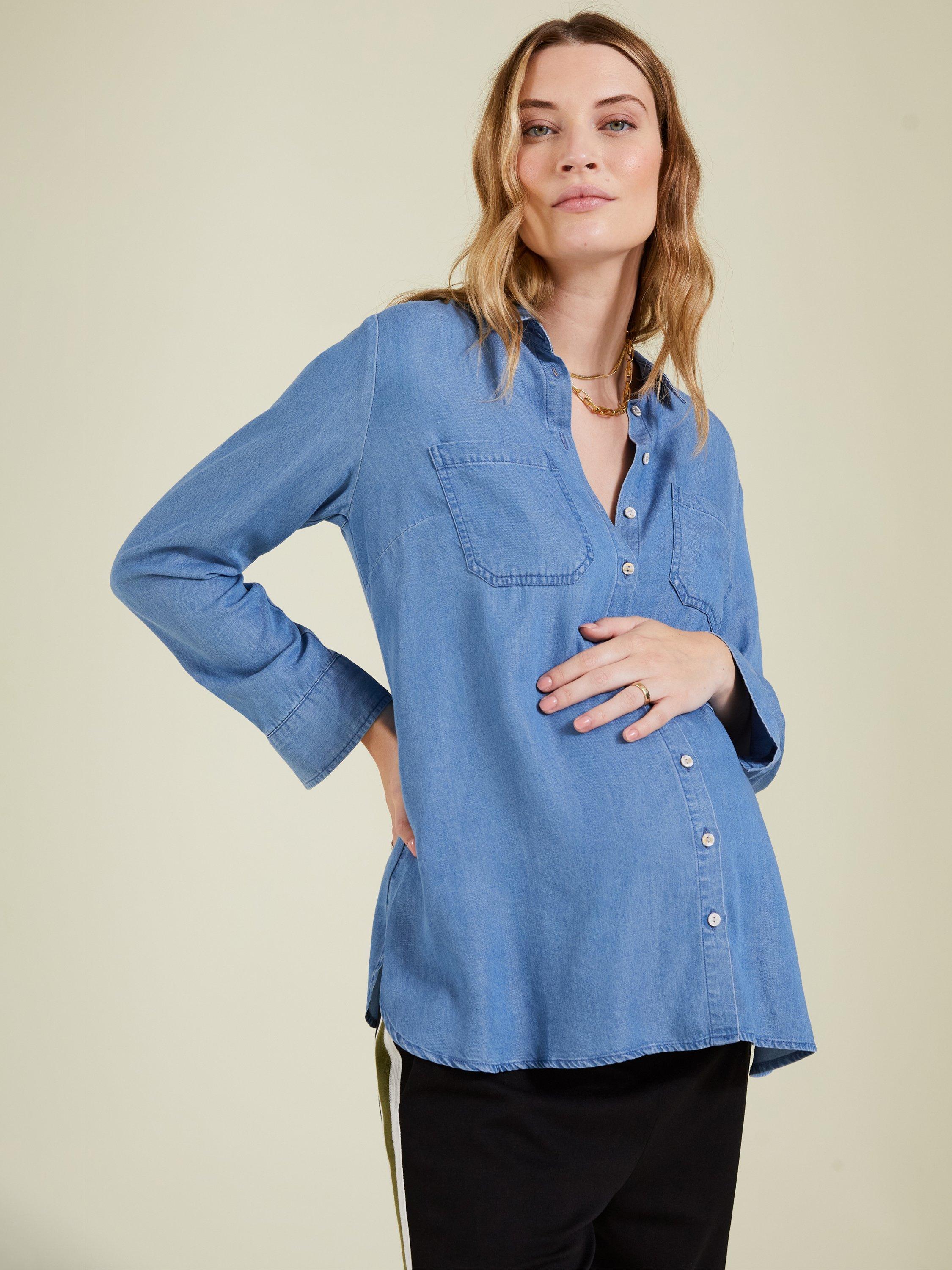 Isabella Oliver Raffa Maternity Shirt, Mid Indigo Wash, 4-6