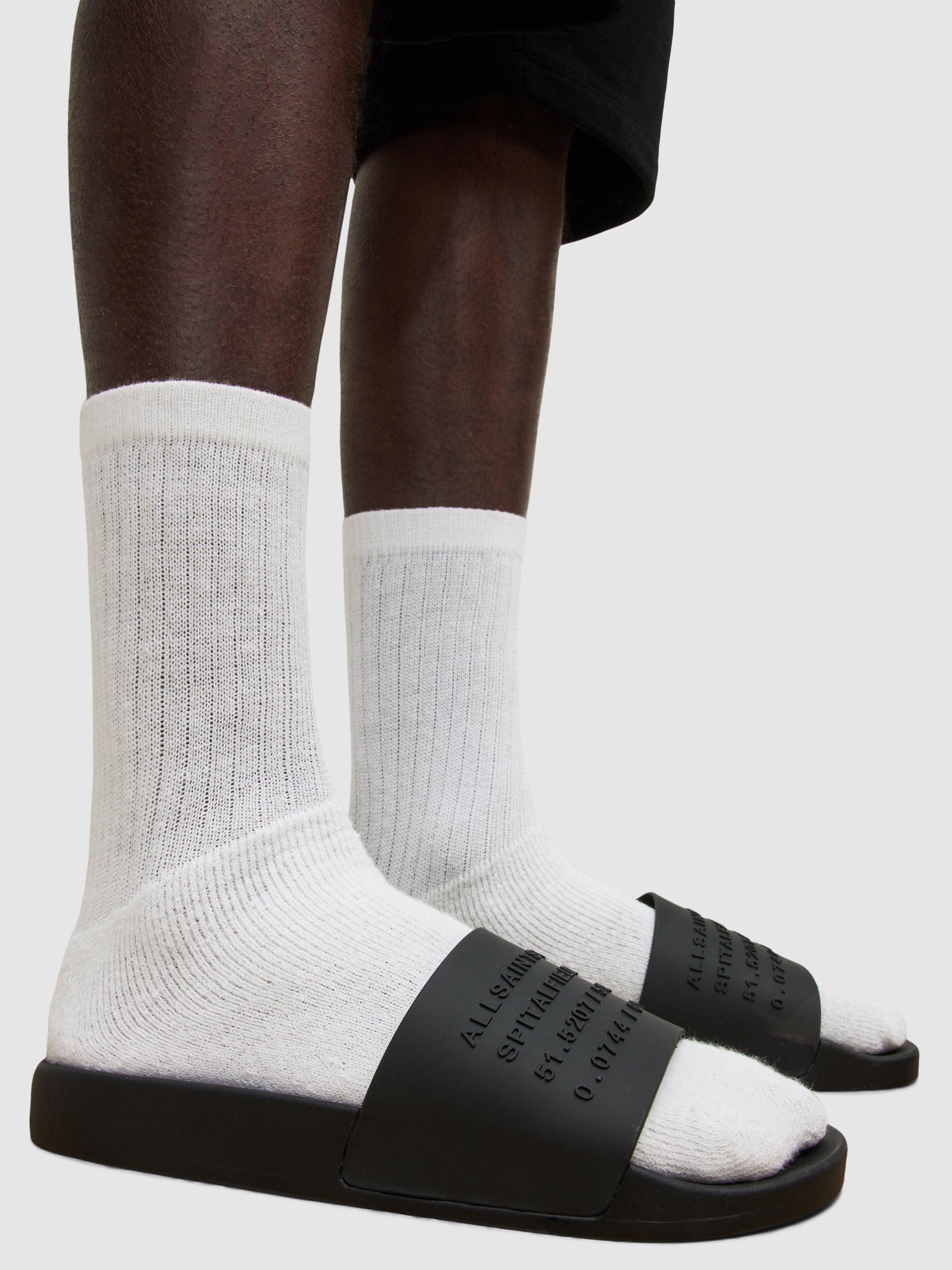 Product image 2 of 7, which shows AllSaints Renegade Slider Sandals, Black, 7