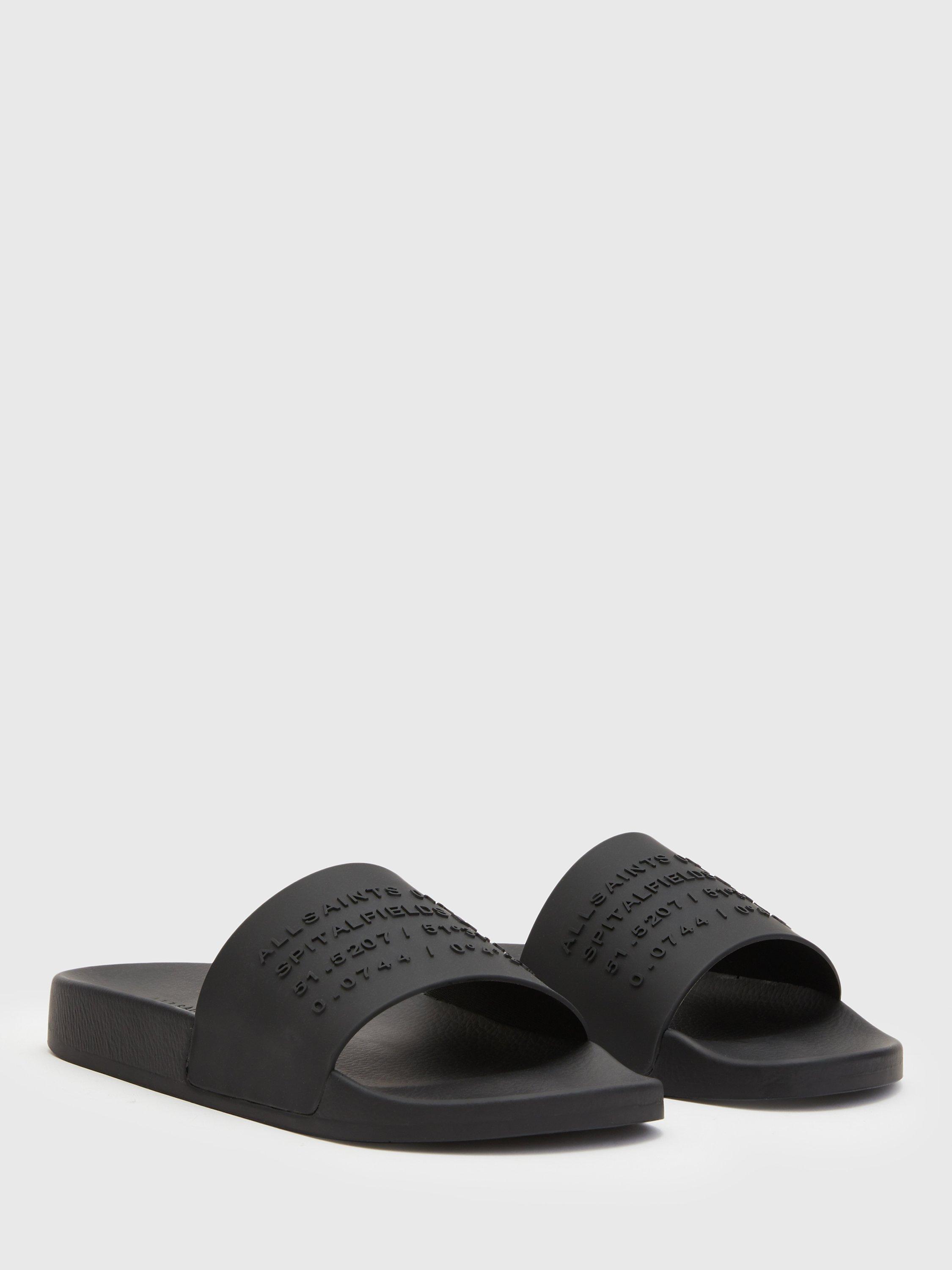 Product image 5 of 7, which shows AllSaints Renegade Slider Sandals, Black, 7