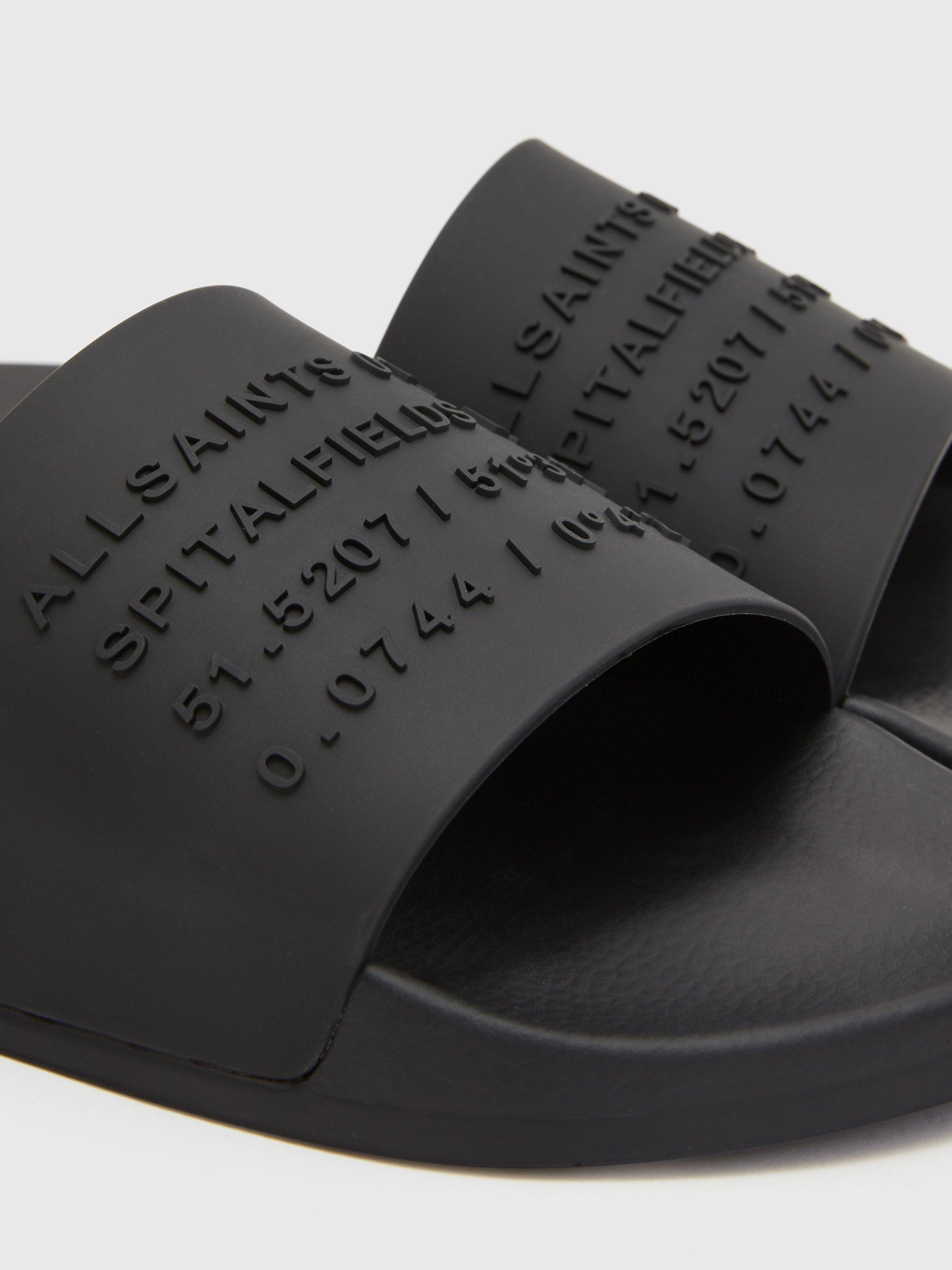 Product image 6 of 7, which shows AllSaints Renegade Slider Sandals, Black, 7