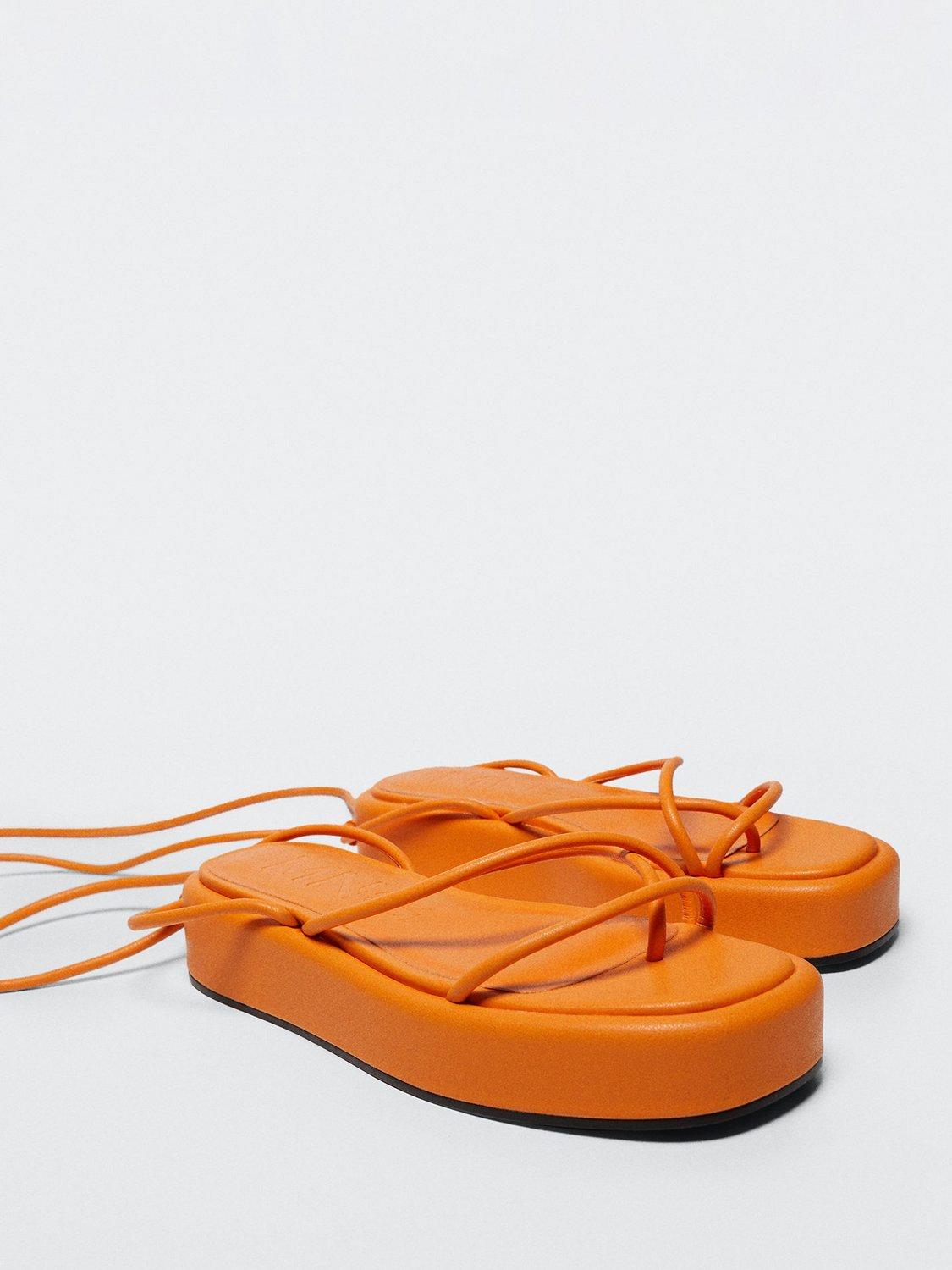 Mango Flatform Strappy Sandals, Orange