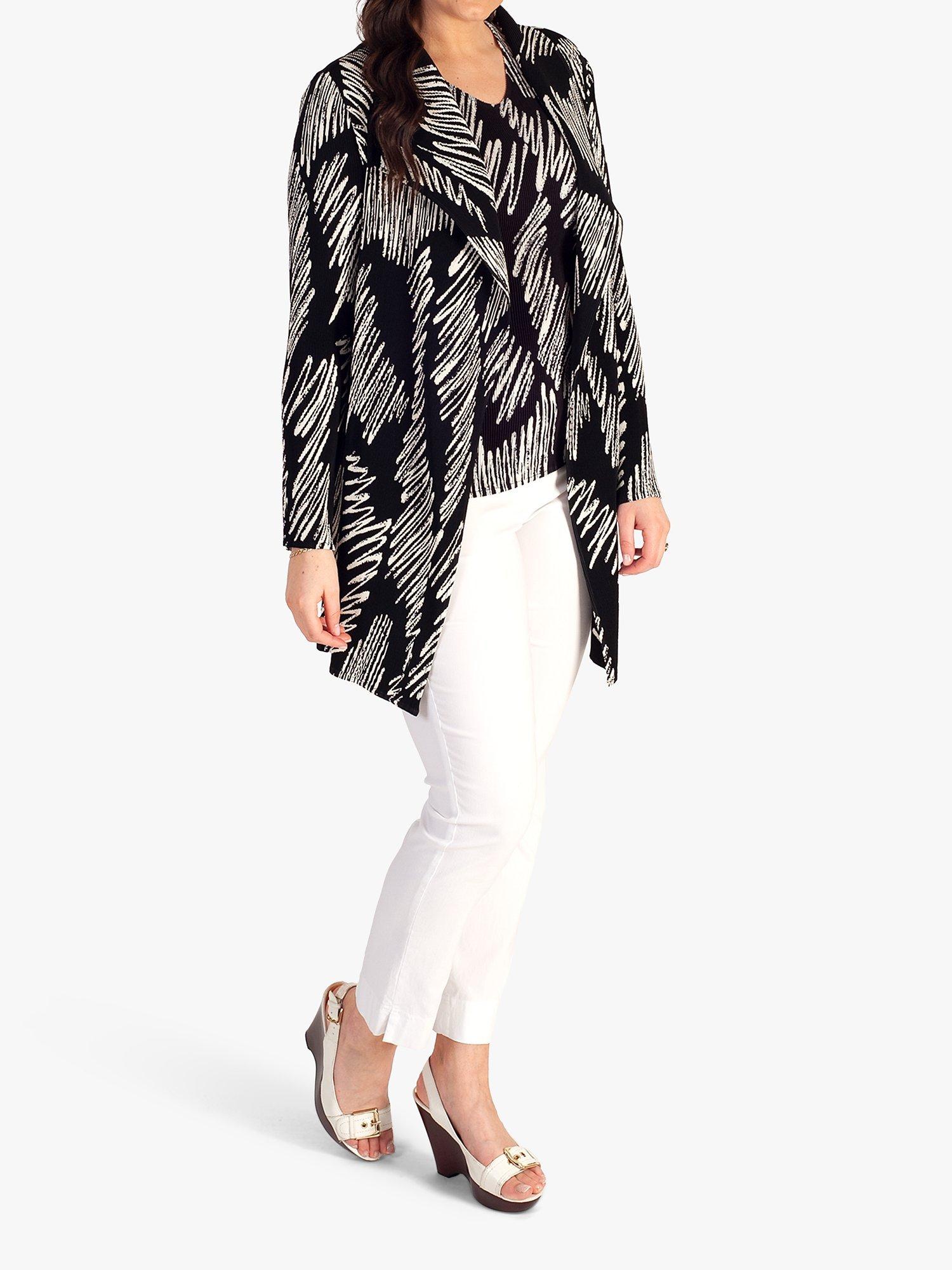 Product image 3 of 9, which shows chesca Scribble Plissé Pleated Jacket, Black/White, 12-14