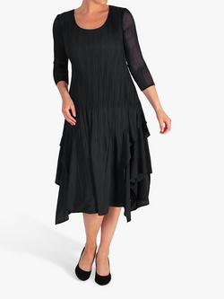 chesca Crush Pleat Layered Dress, Black