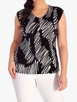 chesca Scribble Textured Camisole Top, Black/White, Black/White
