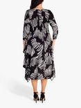 chesca Scribble Print Layered Midi Dress, Black/White