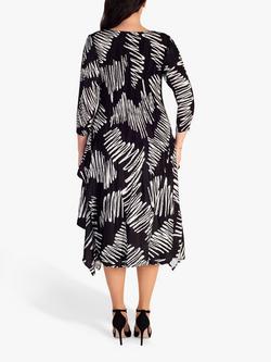 chesca Scribble Print Layered Midi Dress, Black/White - view 2, Black/White