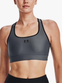Under Armour Armour® Mid Padless Medium Impact Sports Bra, Pitch Grey/Black