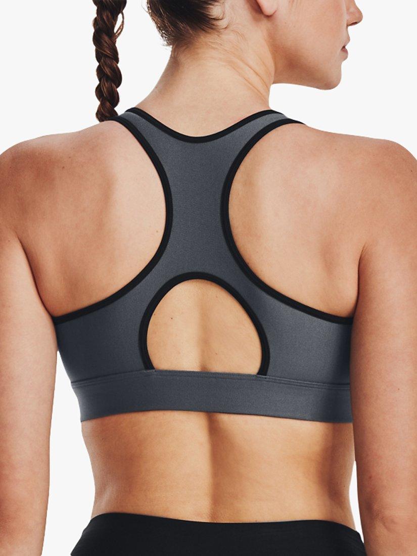 Product image 2 of 7, which shows Under Armour Armour® Mid Padless Medium Impact Sports Bra, Pitch Grey/Black, XS