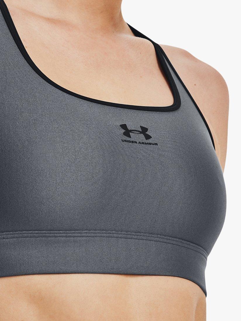 Product image 3 of 7, which shows Under Armour Armour® Mid Padless Medium Impact Sports Bra, Pitch Grey/Black, XS