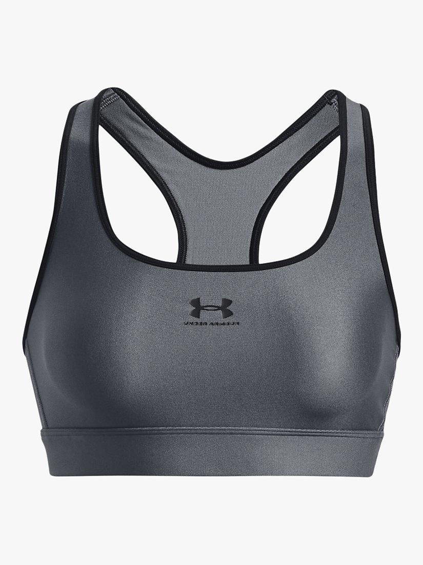 Product image 6 of 7, which shows Under Armour Armour® Mid Padless Medium Impact Sports Bra, Pitch Grey/Black, XS