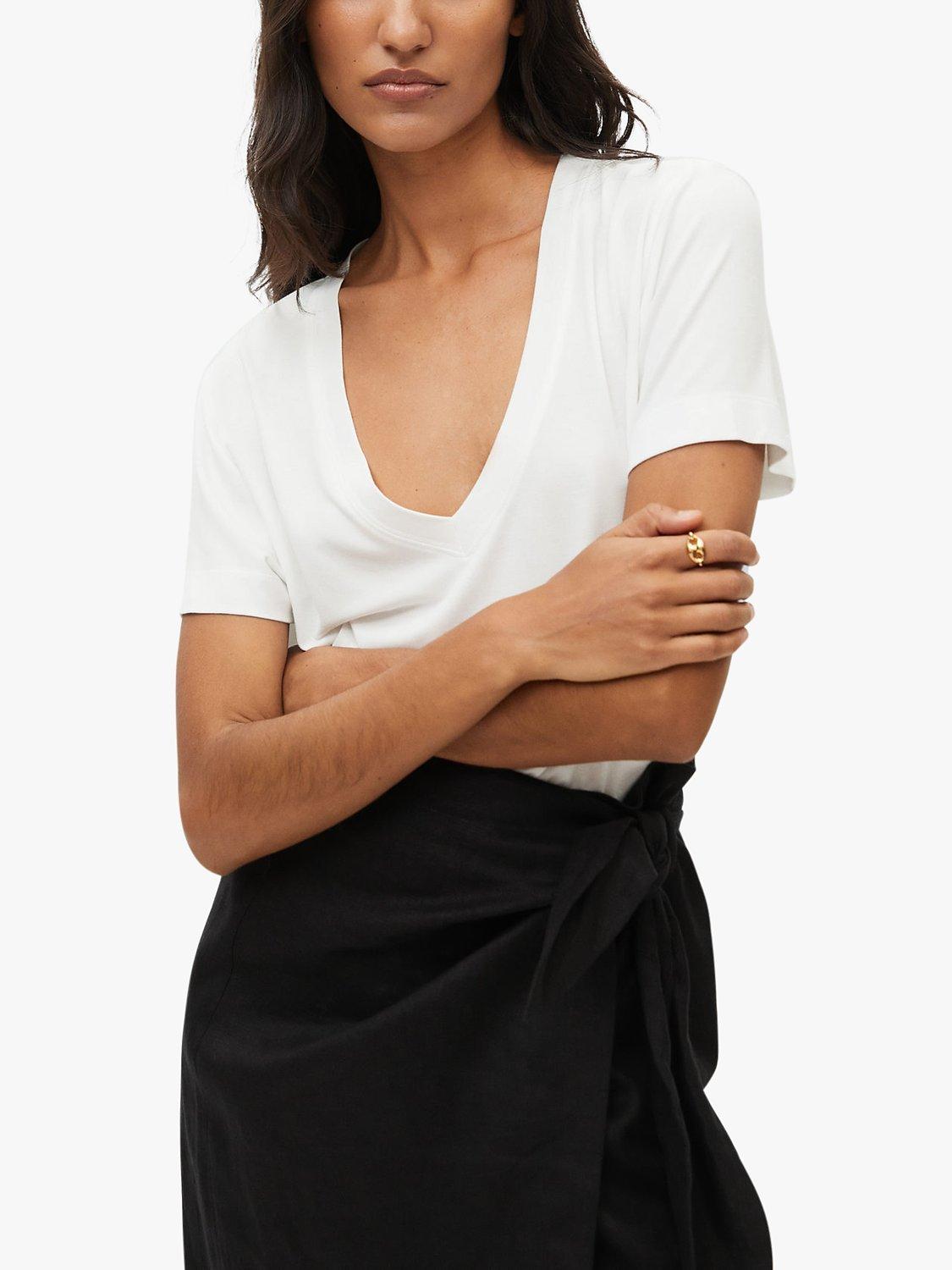 Mango Vispi V-Neck T-Shirt, White