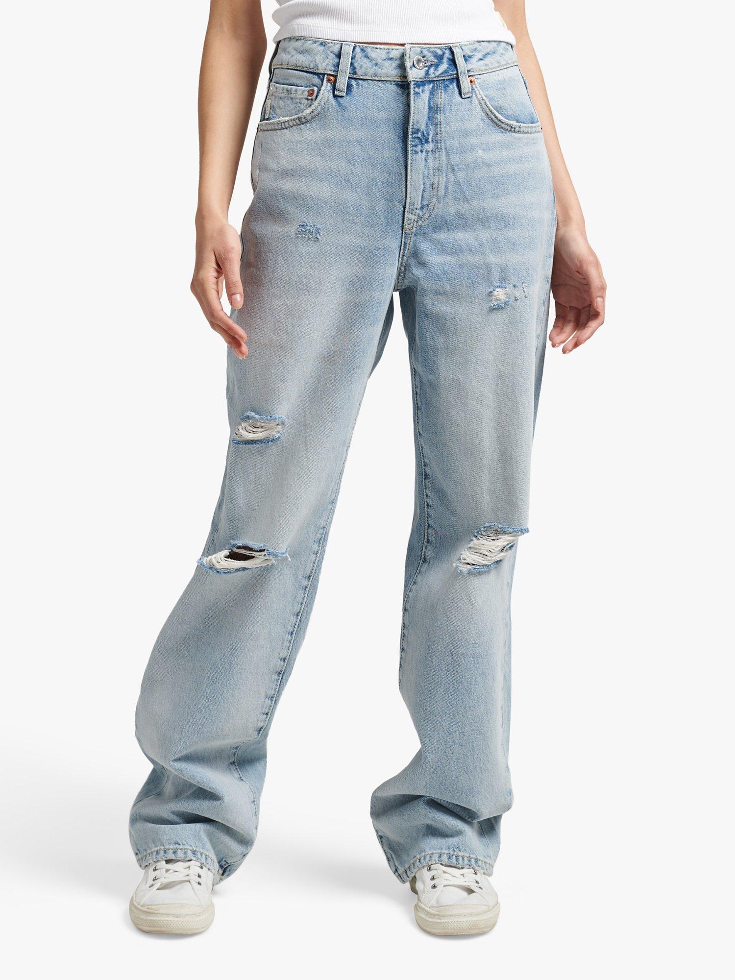Product image 1 of 6, which shows Superdry Organic Vintage Wide Leg Distressed Jeans, Spring Vintage, W26/L30