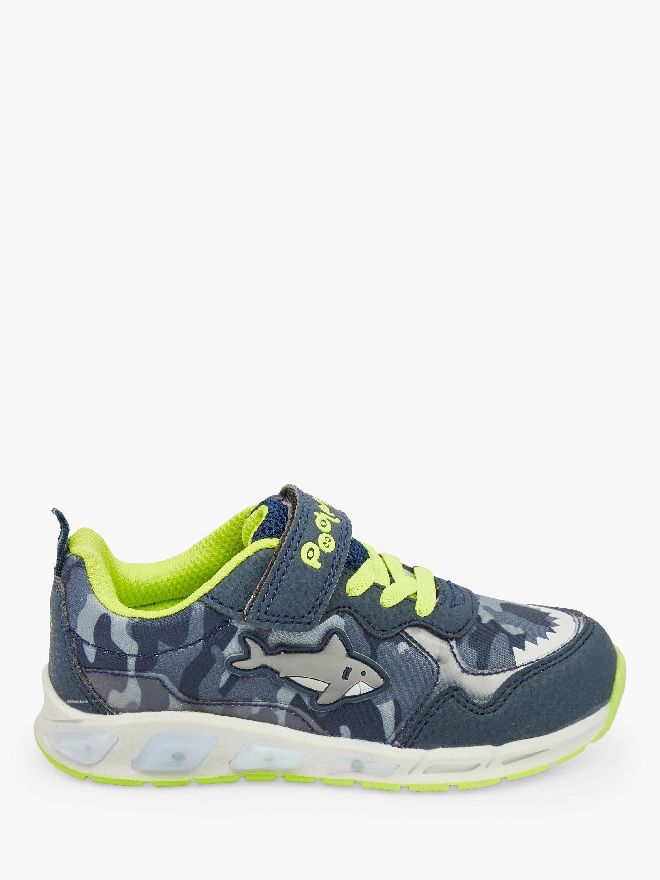 Pod Kids' Mio Light Up Trainers, Navy/Green