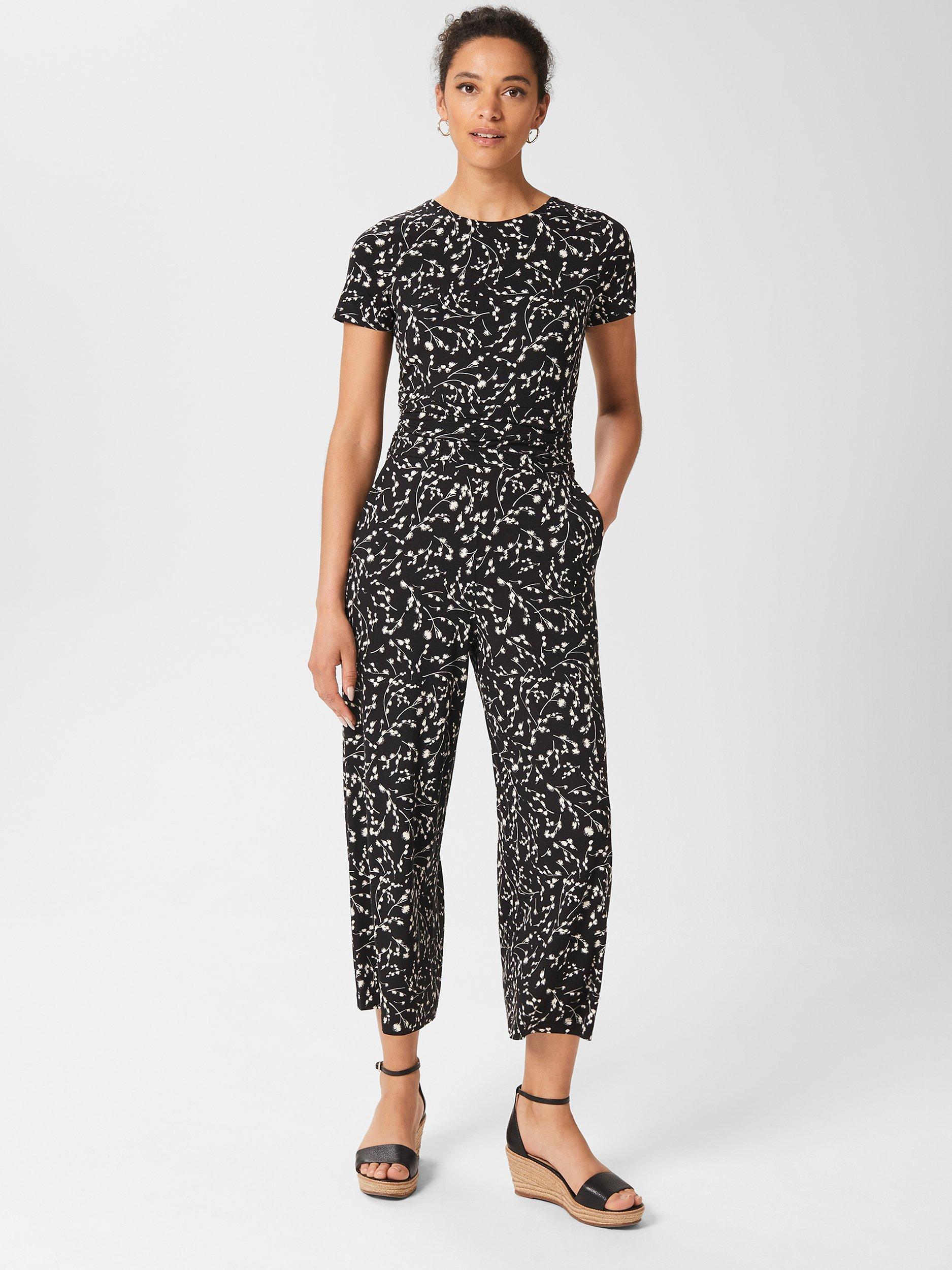 Hobbs Lexi Floral Crop Jumpsuit, Black Stone