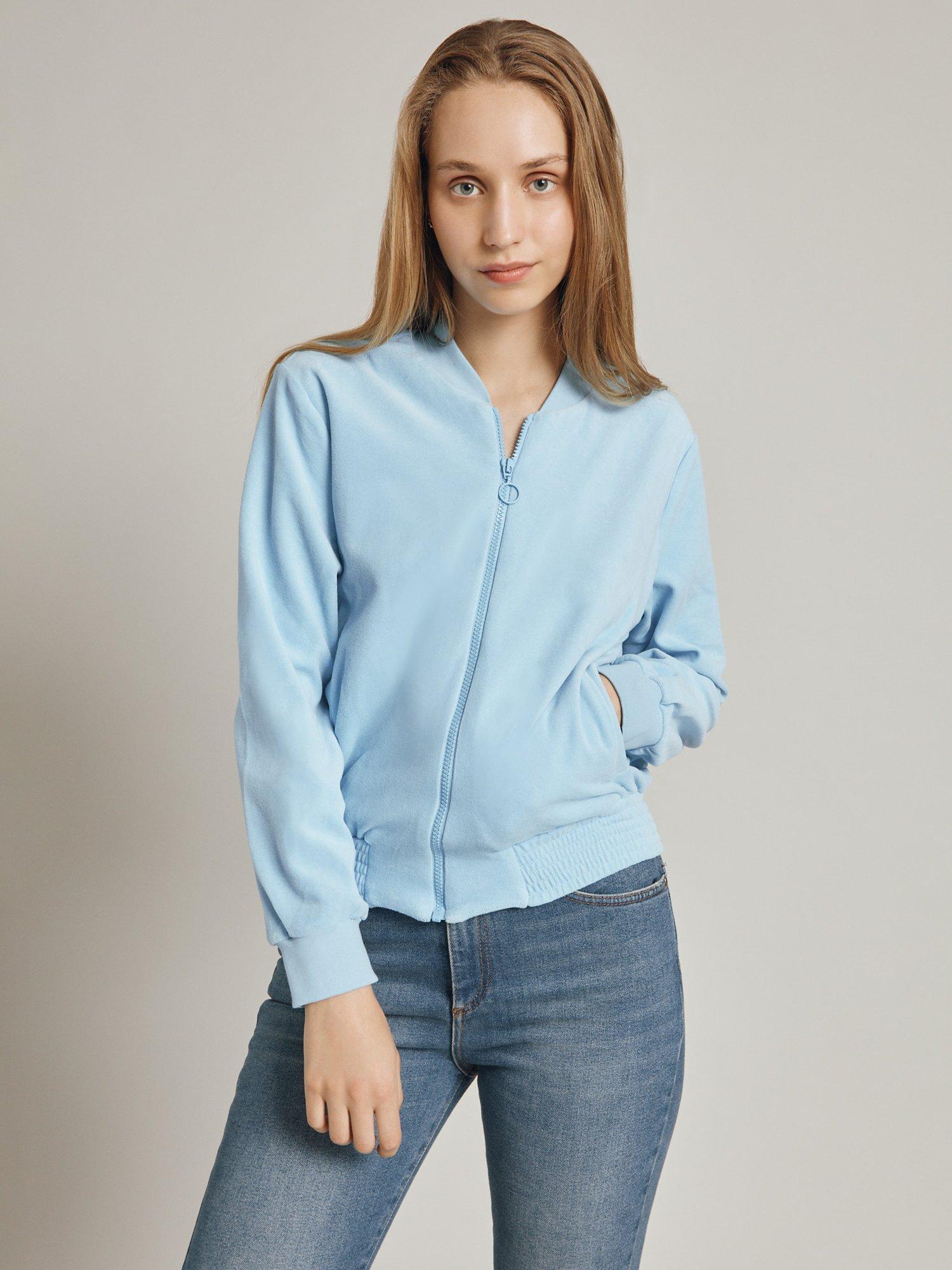 Ghost Velour Zip Up Track Top, Cornflower Blue