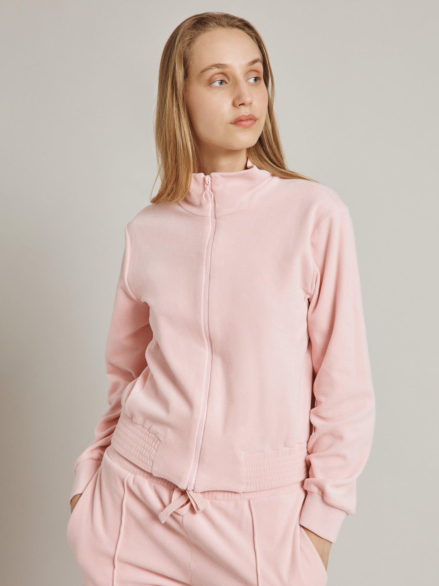 Ghost Velour Zip Up Track Top, Pink