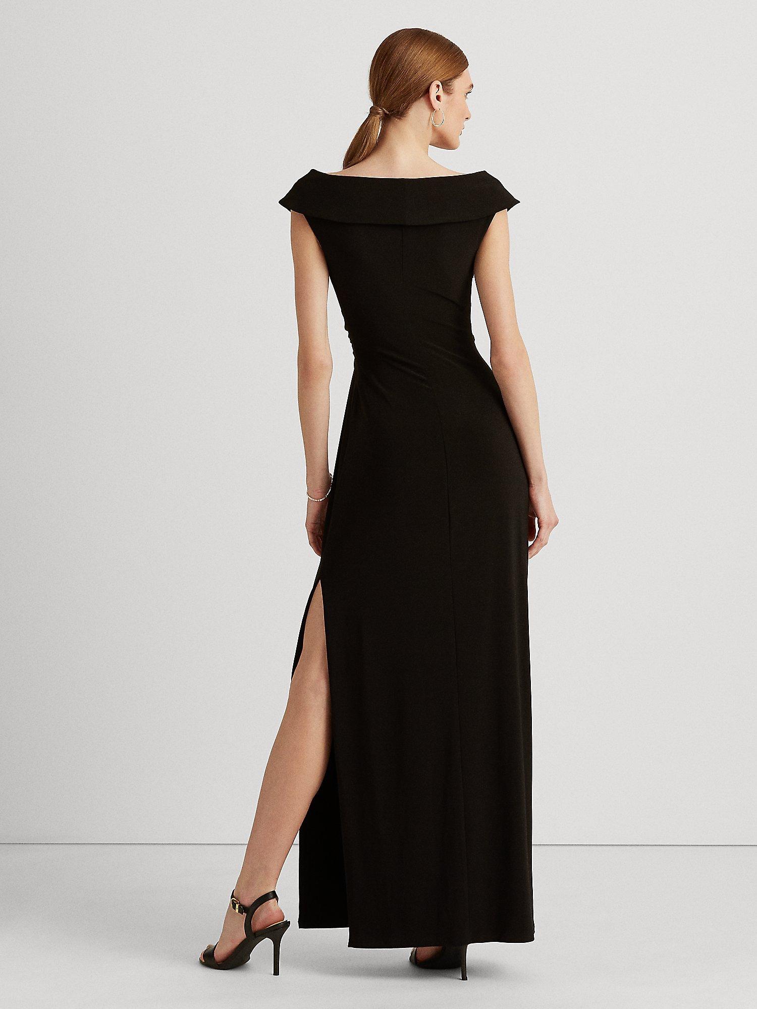 Product image 2 of 6, which shows Lauren Ralph Lauren Leonidas Floor Length Column Gown, Black, 6