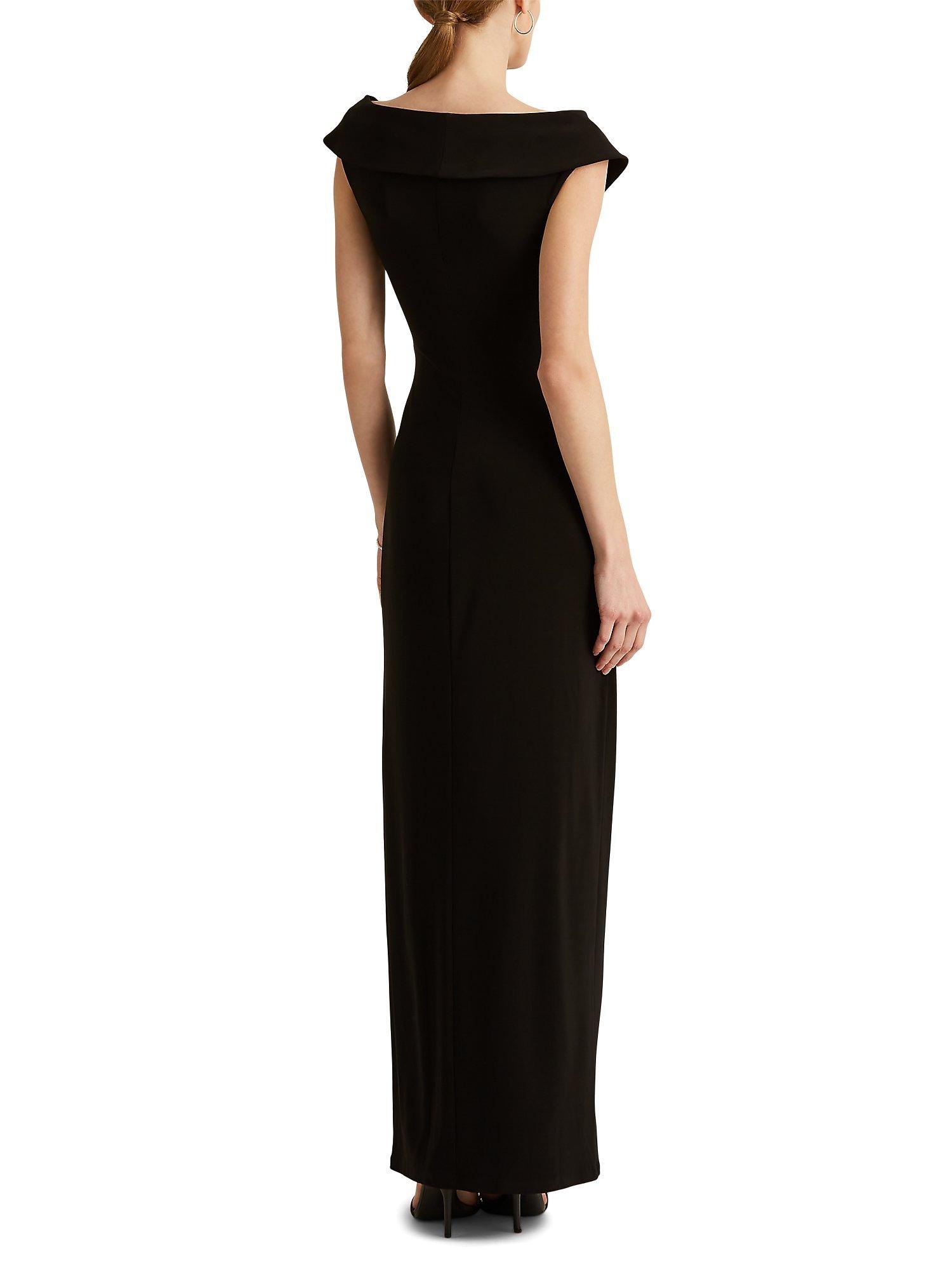 Product image 5 of 6, which shows Lauren Ralph Lauren Leonidas Floor Length Column Gown, Black, 6