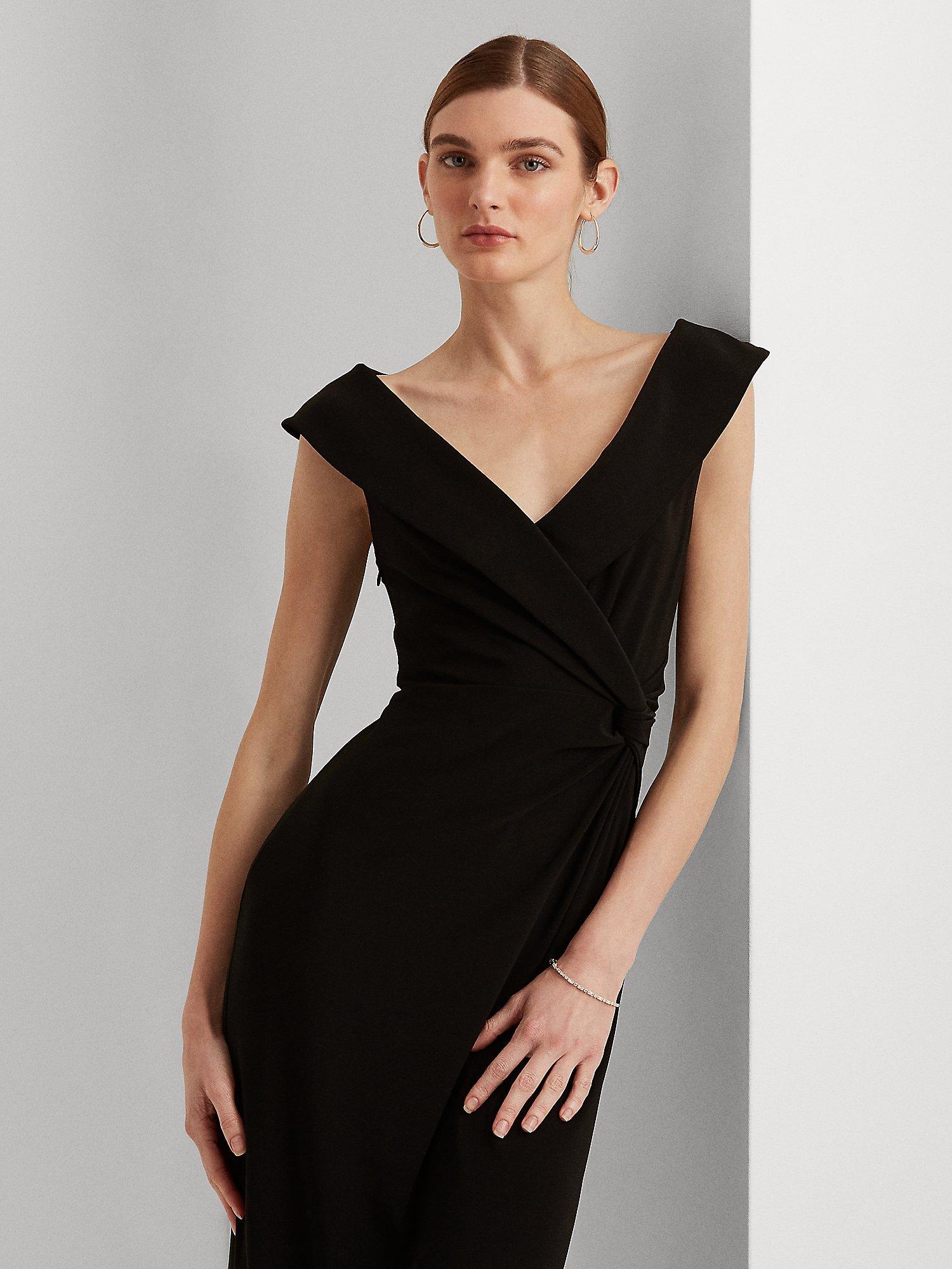 Product image 3 of 6, which shows Lauren Ralph Lauren Leonidas Floor Length Column Gown, Black, 6