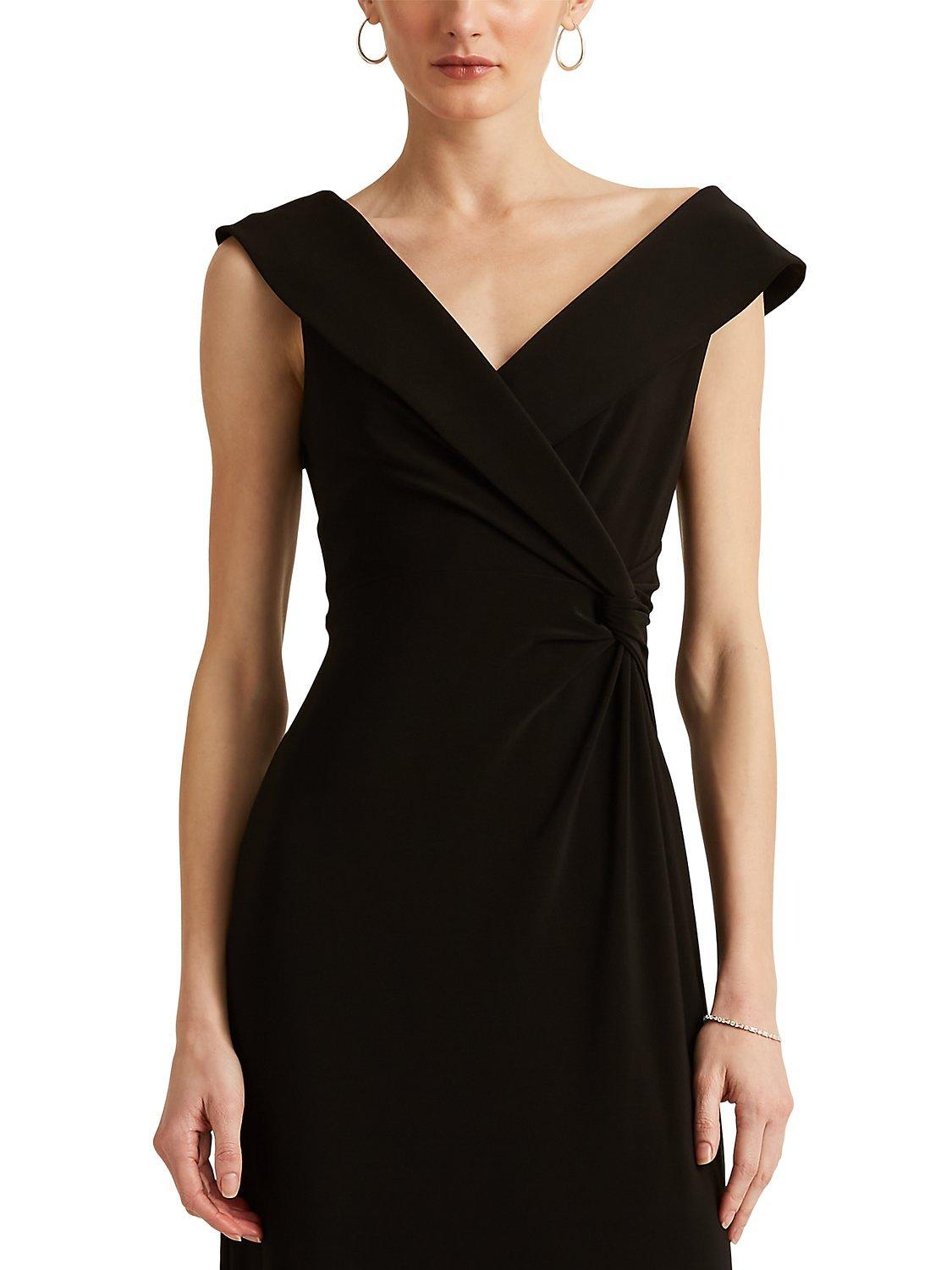 Product image 6 of 6, which shows Lauren Ralph Lauren Leonidas Floor Length Column Gown, Black, 6