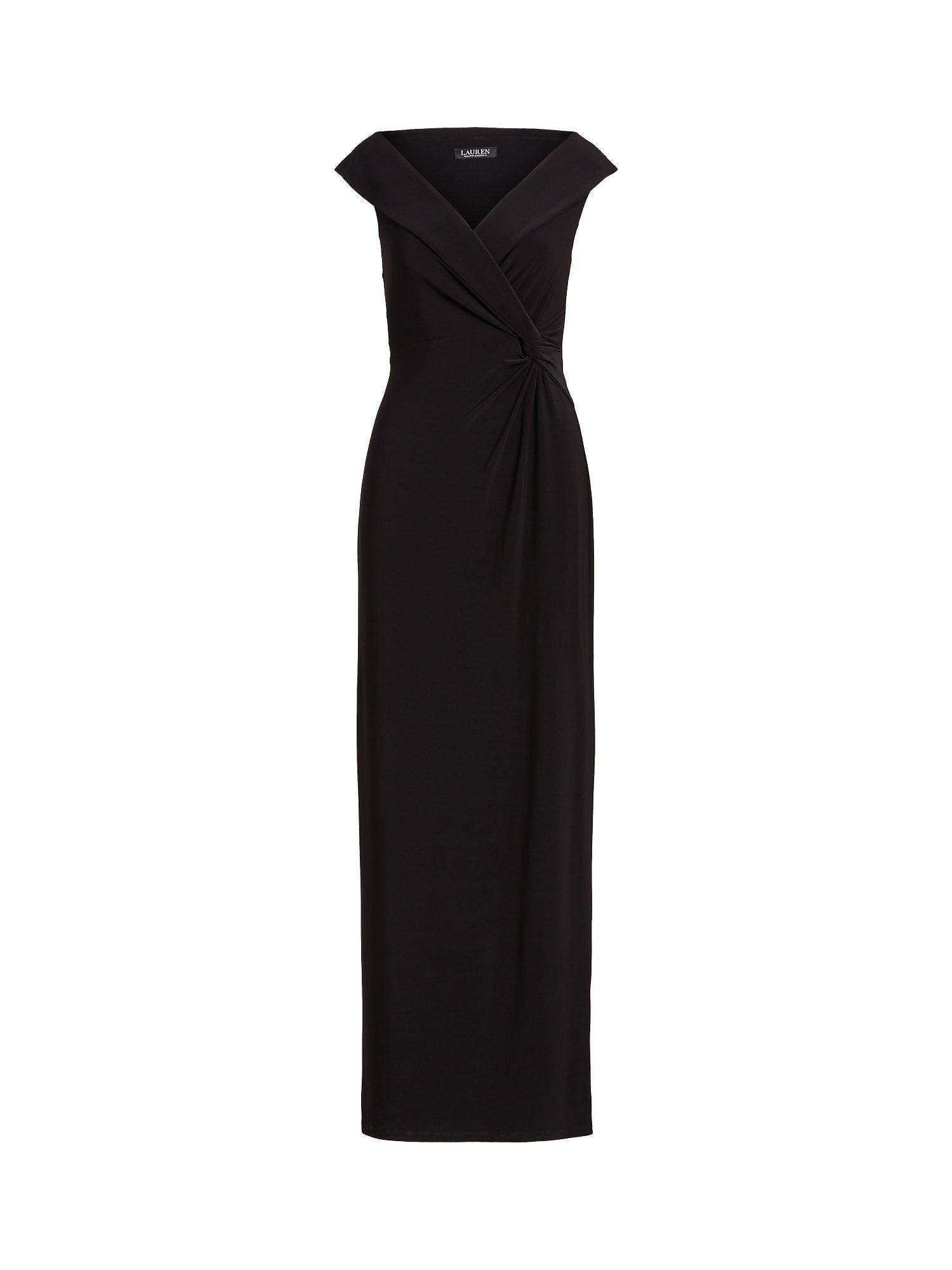 Product image 4 of 6, which shows Lauren Ralph Lauren Leonidas Floor Length Column Gown, Black, 6