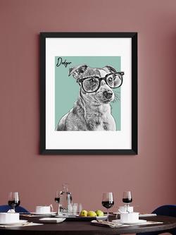 Treat Republic Personalised Sketched Pet Framed Print, Black Frame