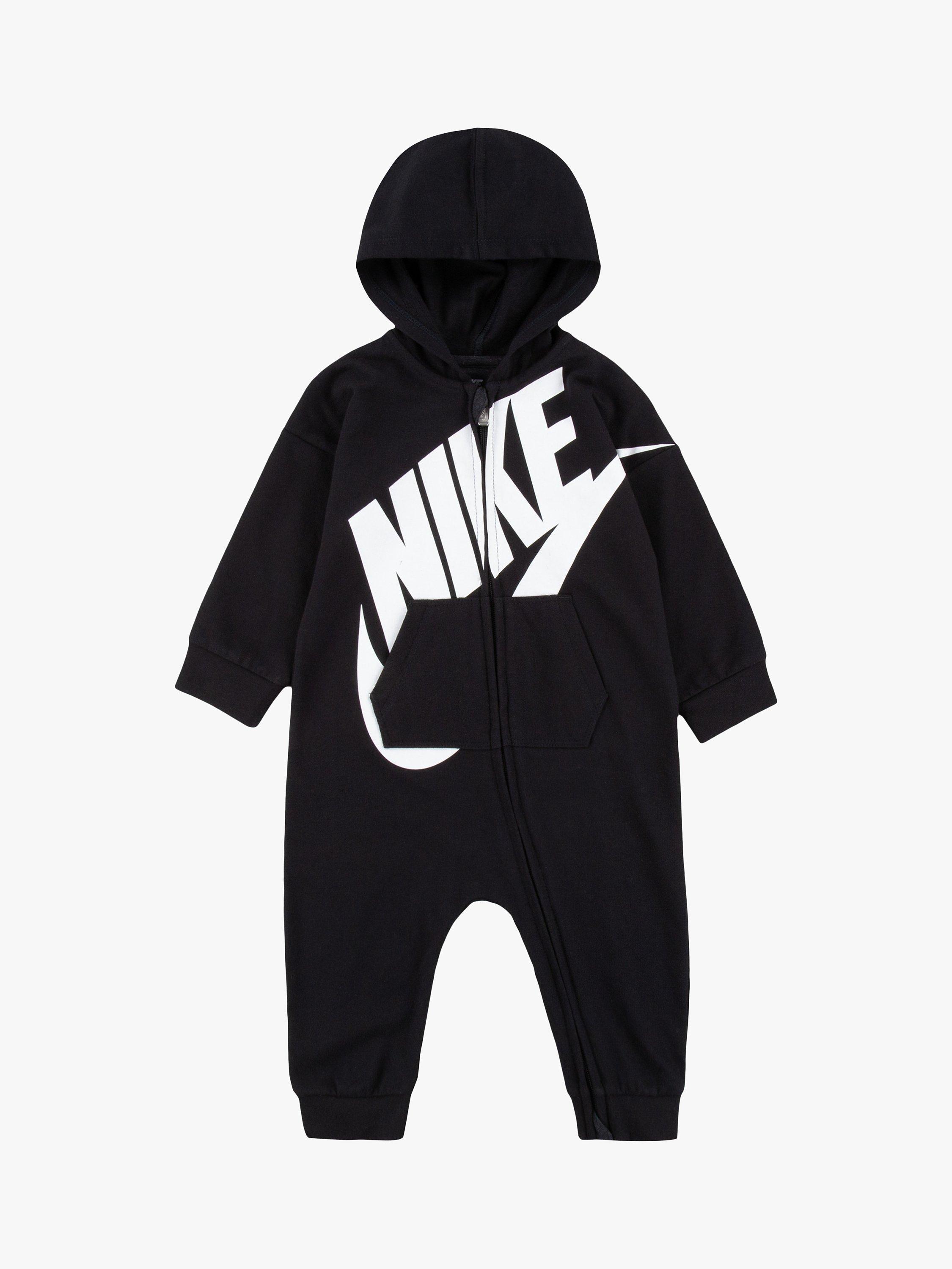 Nike Baby Hooded Logo Sleepsuit, Black, Black