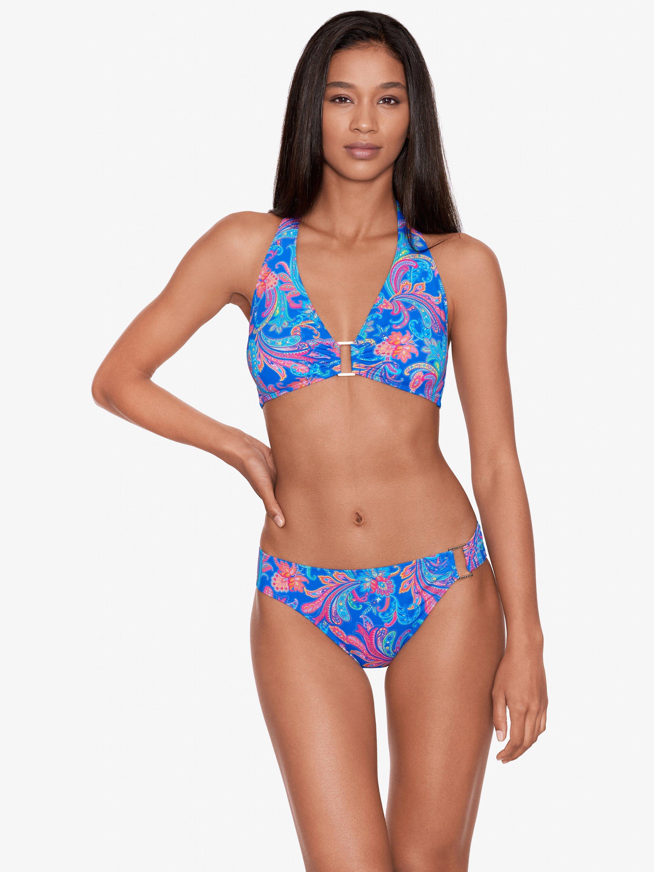 Lauren Ralph Lauren Ring Floral Paisley Bikini Top, Blue/Multi