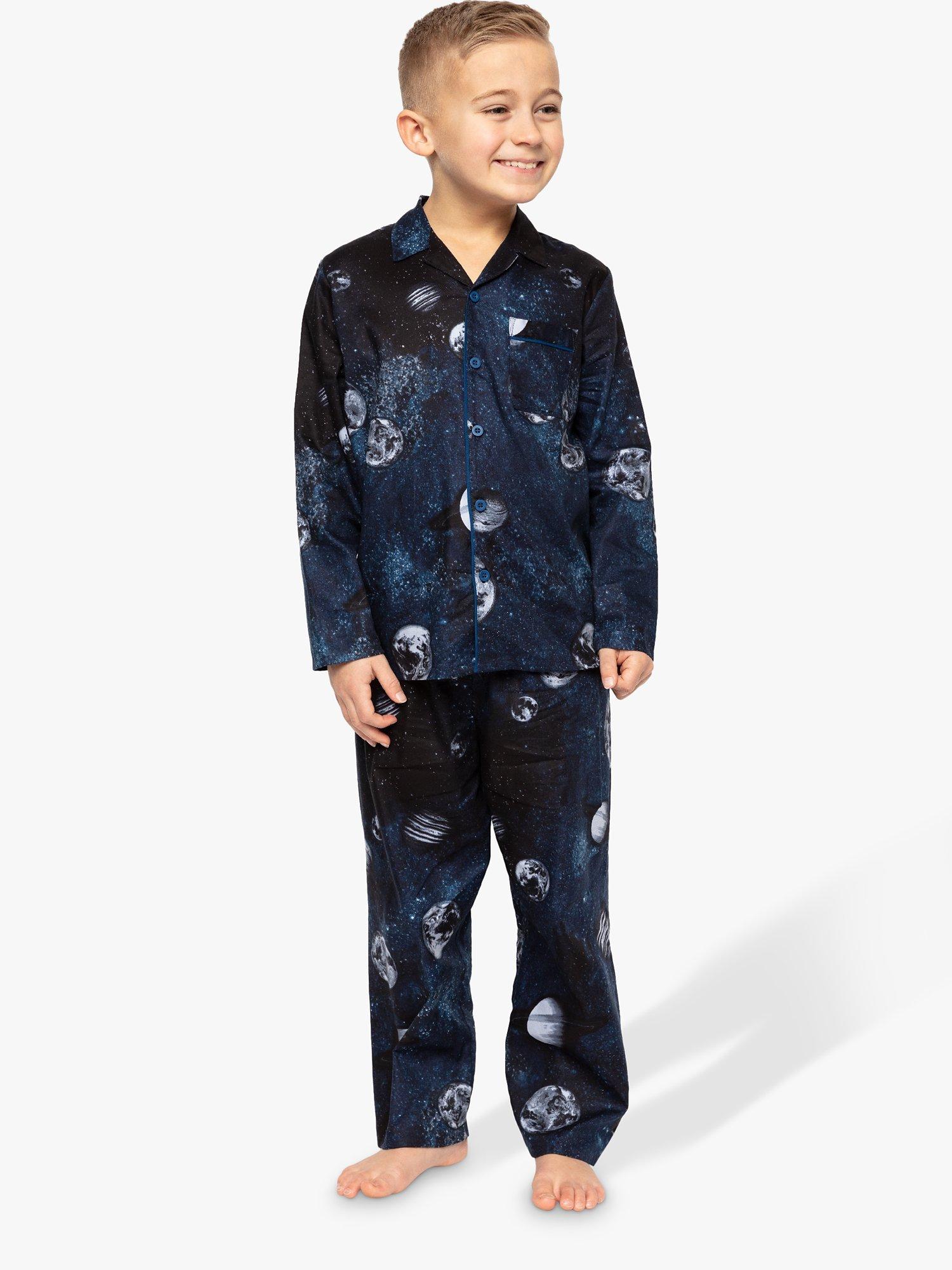Minijammies Kids' Apollo Moon Print Pyjama Set, Blue, 2-3 years