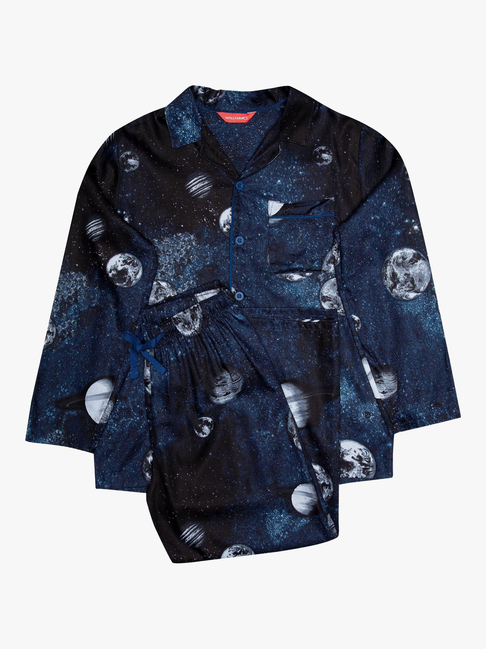 Minijammies Kids' Apollo Moon Print Pyjama Set, Blue, 2-3 years