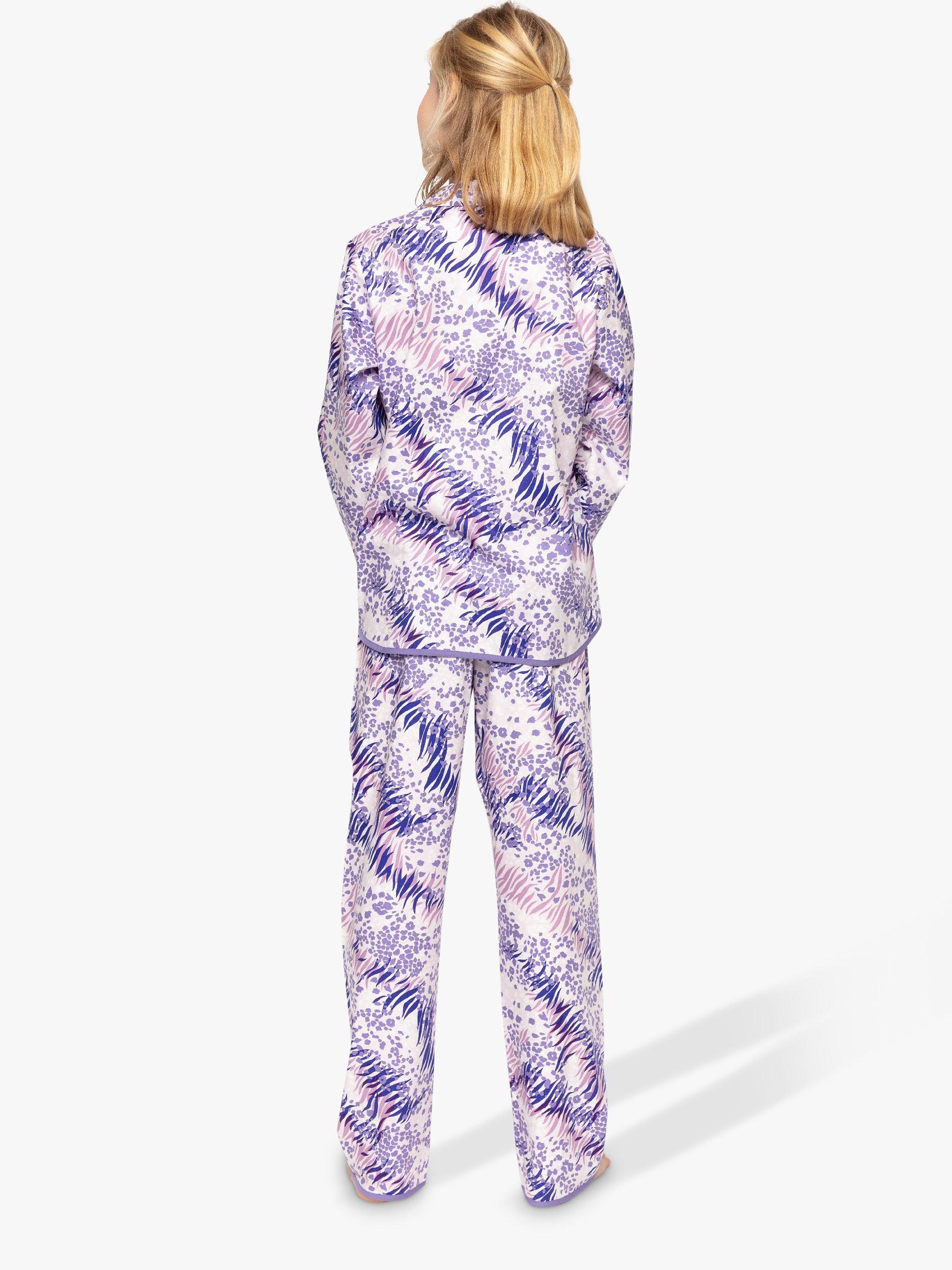Product image 2 of 4, which shows Minijammies Kids' Camilla Animal Print Pyjama Set, Lilac, 2-3 years
