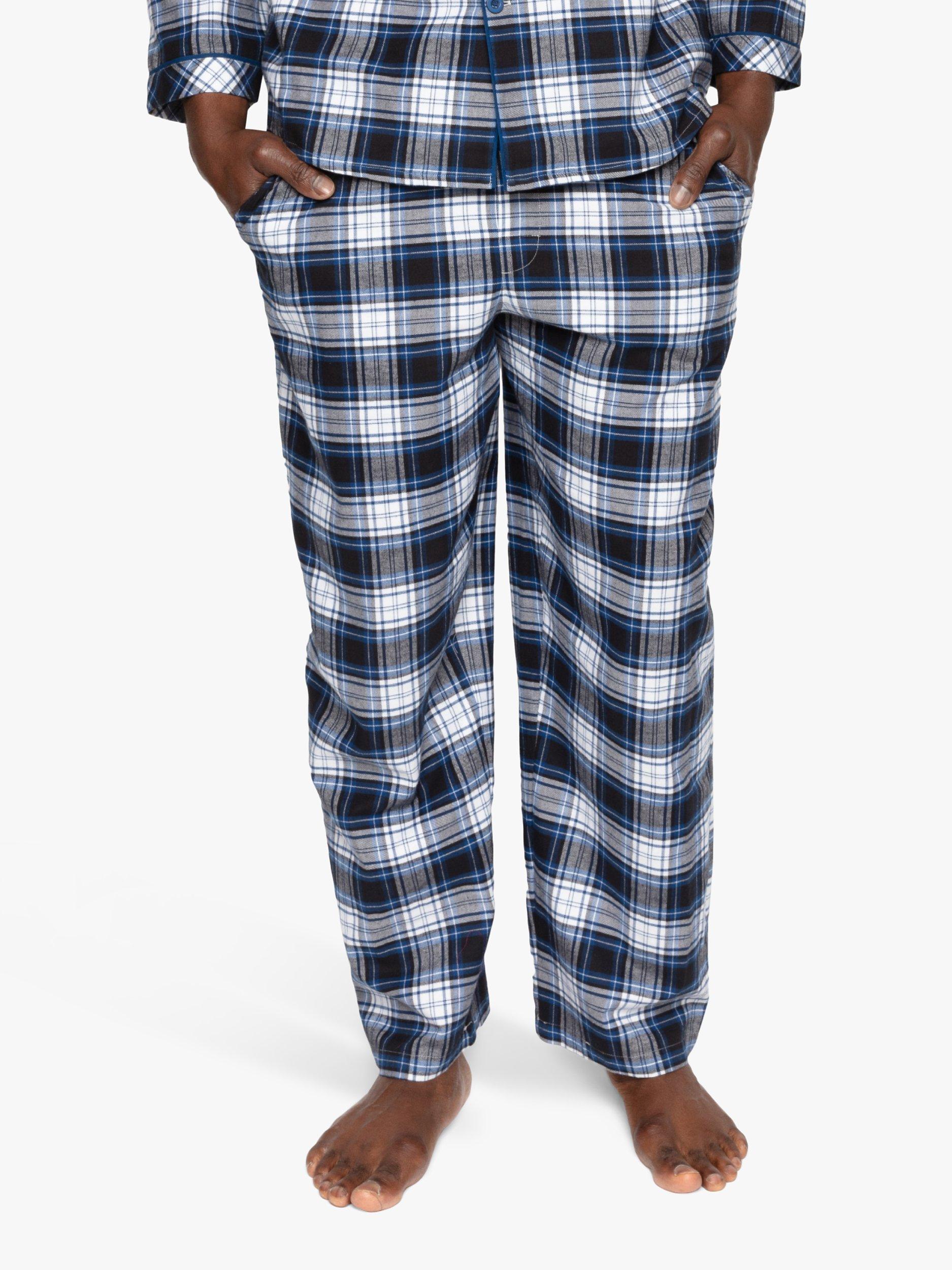 Product image 1 of 4, which shows Cyberjammies Cotton Check Pyjama Trousers, Blue, S