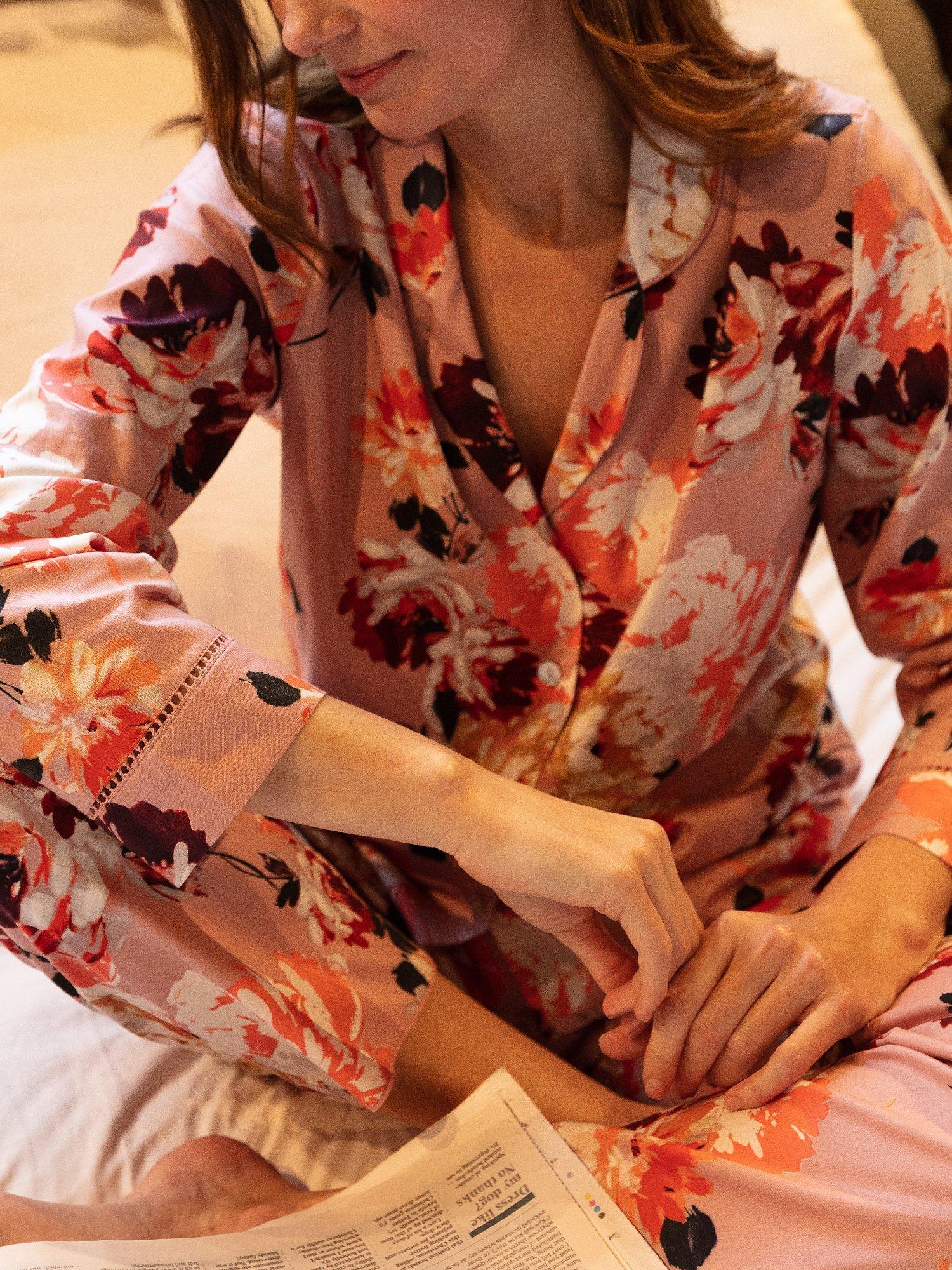 Product image 4 of 4, which shows Nora Rose by Cyberjammies Lillian Floral Print Pyjama Set, Pink/Multi, 8
