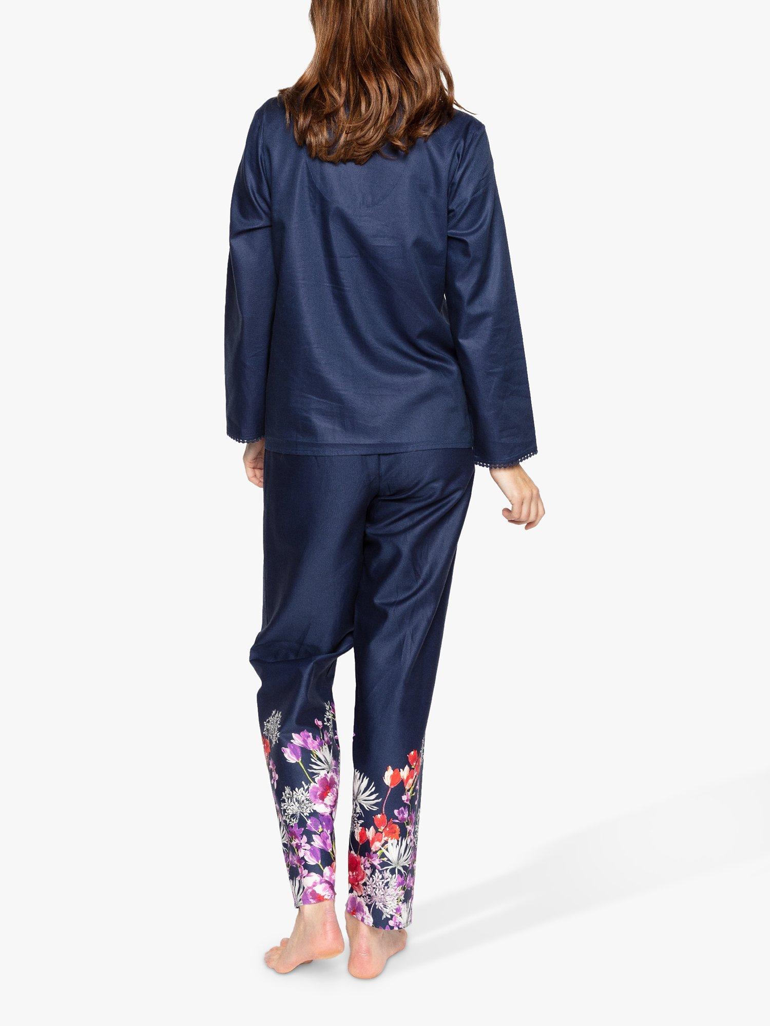 Product image 2 of 4, which shows Nora Rose by Cyberjammies Jenna Floral Border Pyjama Set, Navy, 8